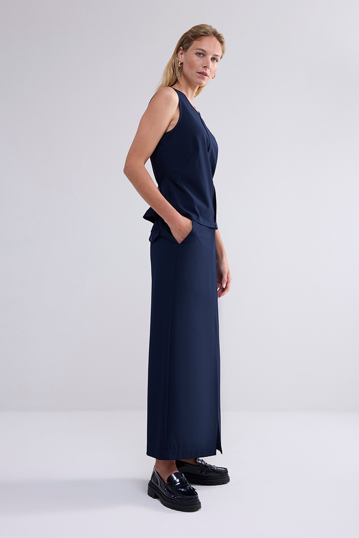 SKIRT VISCOSE BLEND STRETCH MIDNIGHT BLUE 2