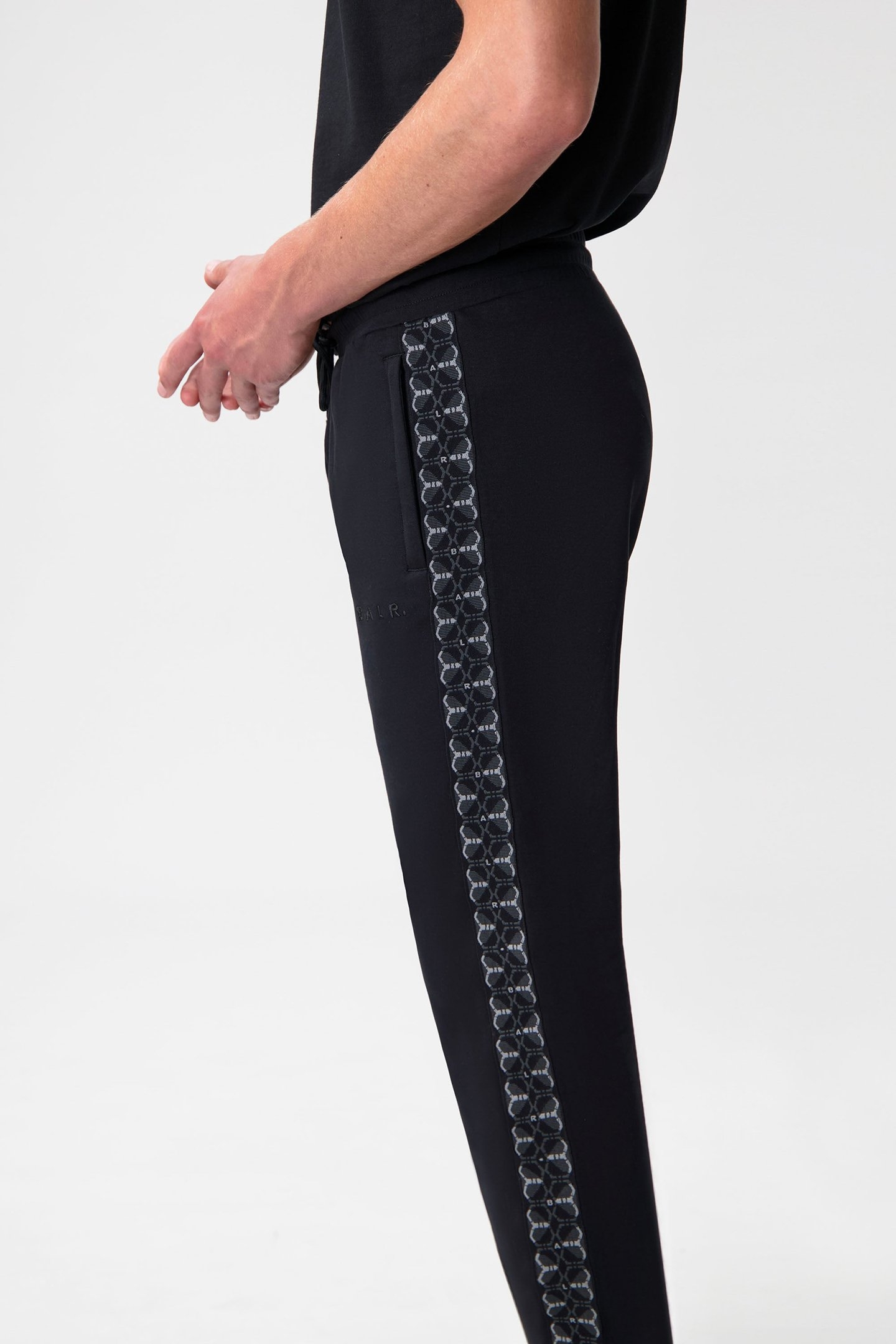 BALR. MONOGRAM TAPE REGULAR FIT TRACK PANTS JET BLACK 5