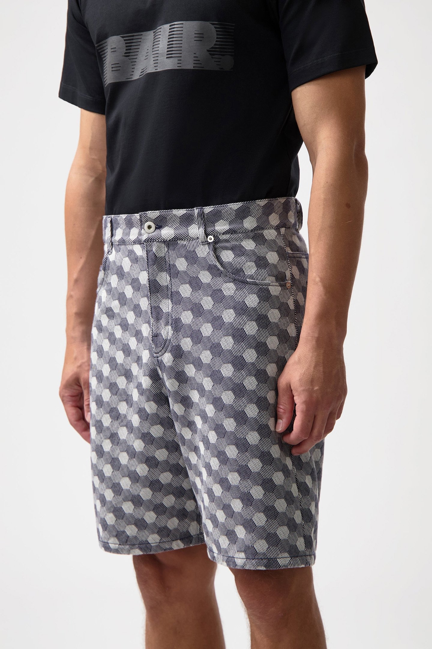 HEX JACQUARD RELAXED SHORTS INDIGO 5