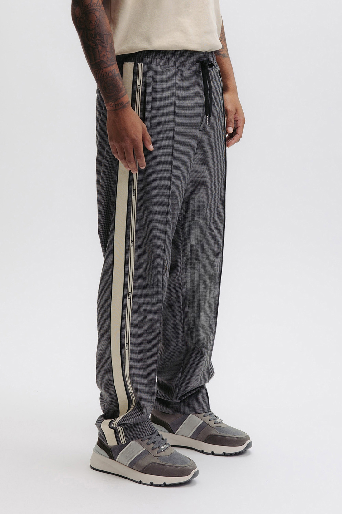 TAPE STRAIGHT TRACK PANTS JET BLACK HOUNDSTOOTH 5