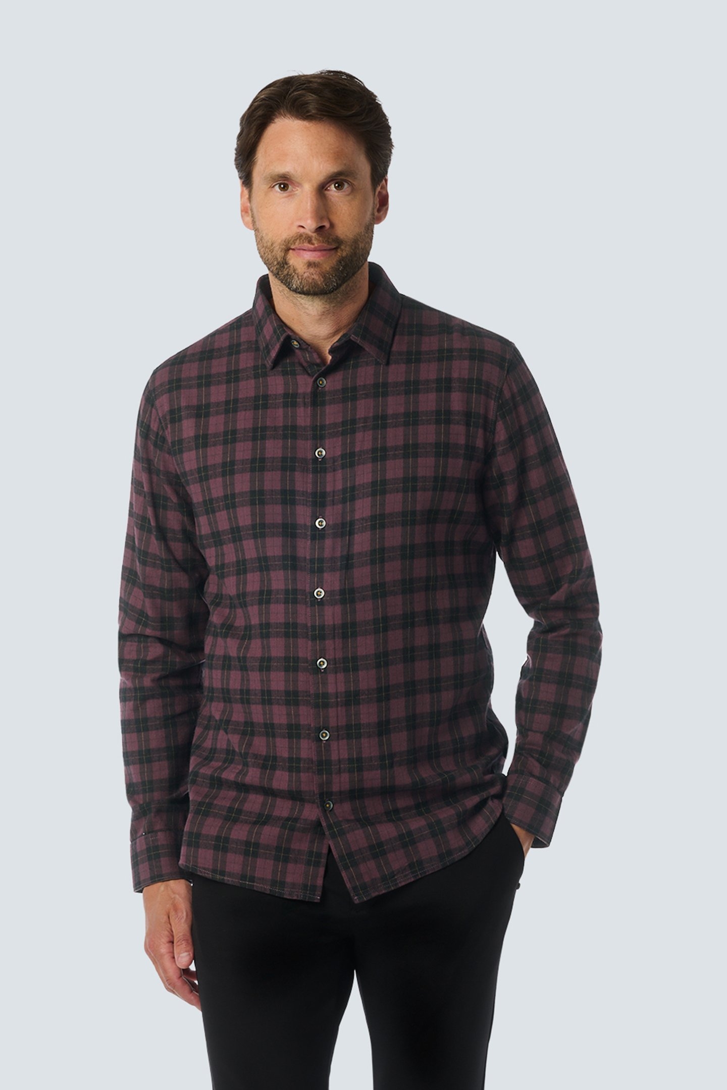 SHIRT CHECK AUBERGINE 1