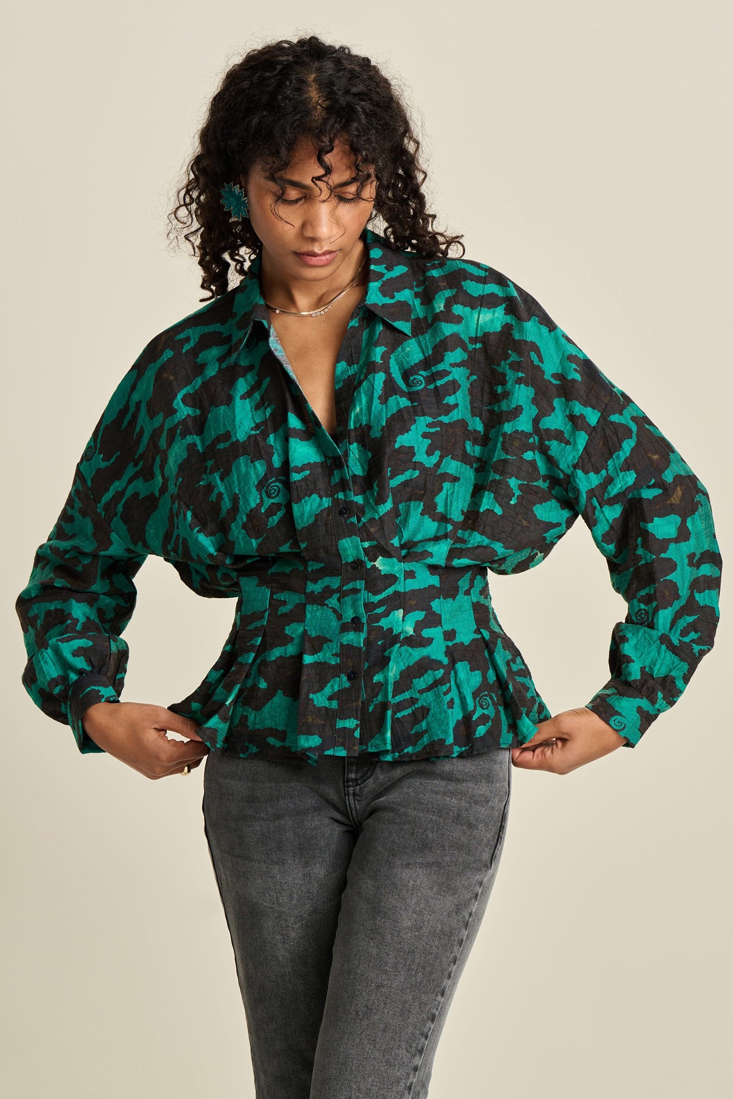 BLOUSE - CAMO TEAL GREEN 5