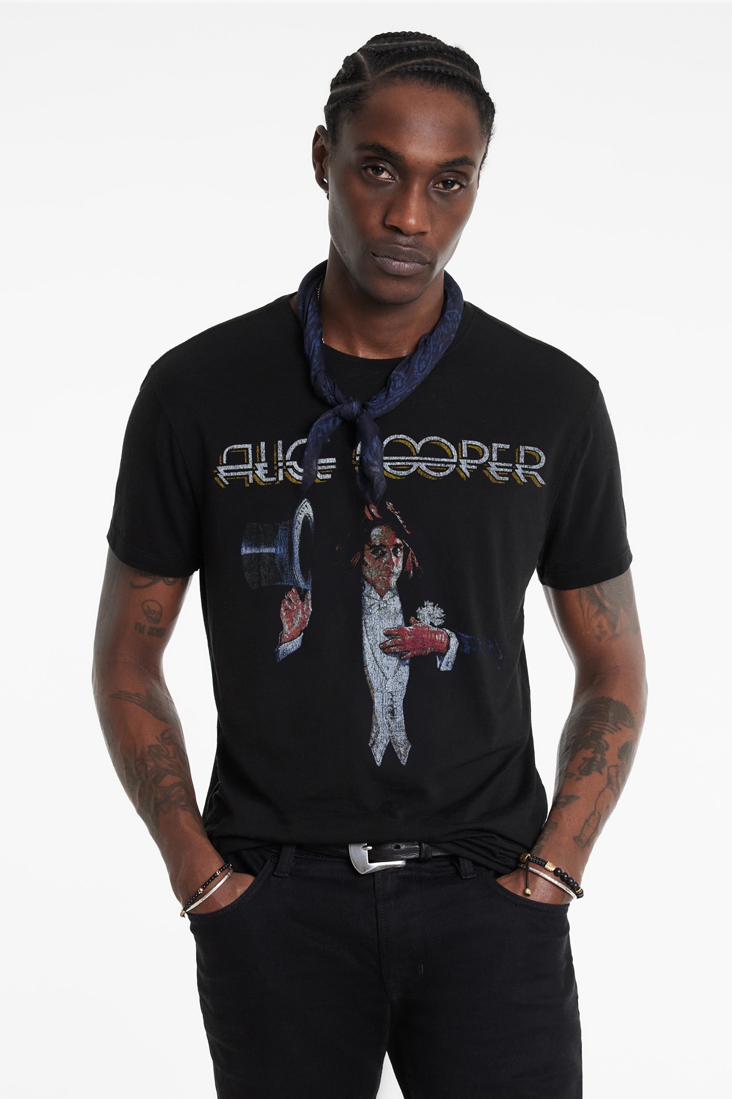 SS CREW TEE - ALICE COOPER TOP HAT BLACK 1