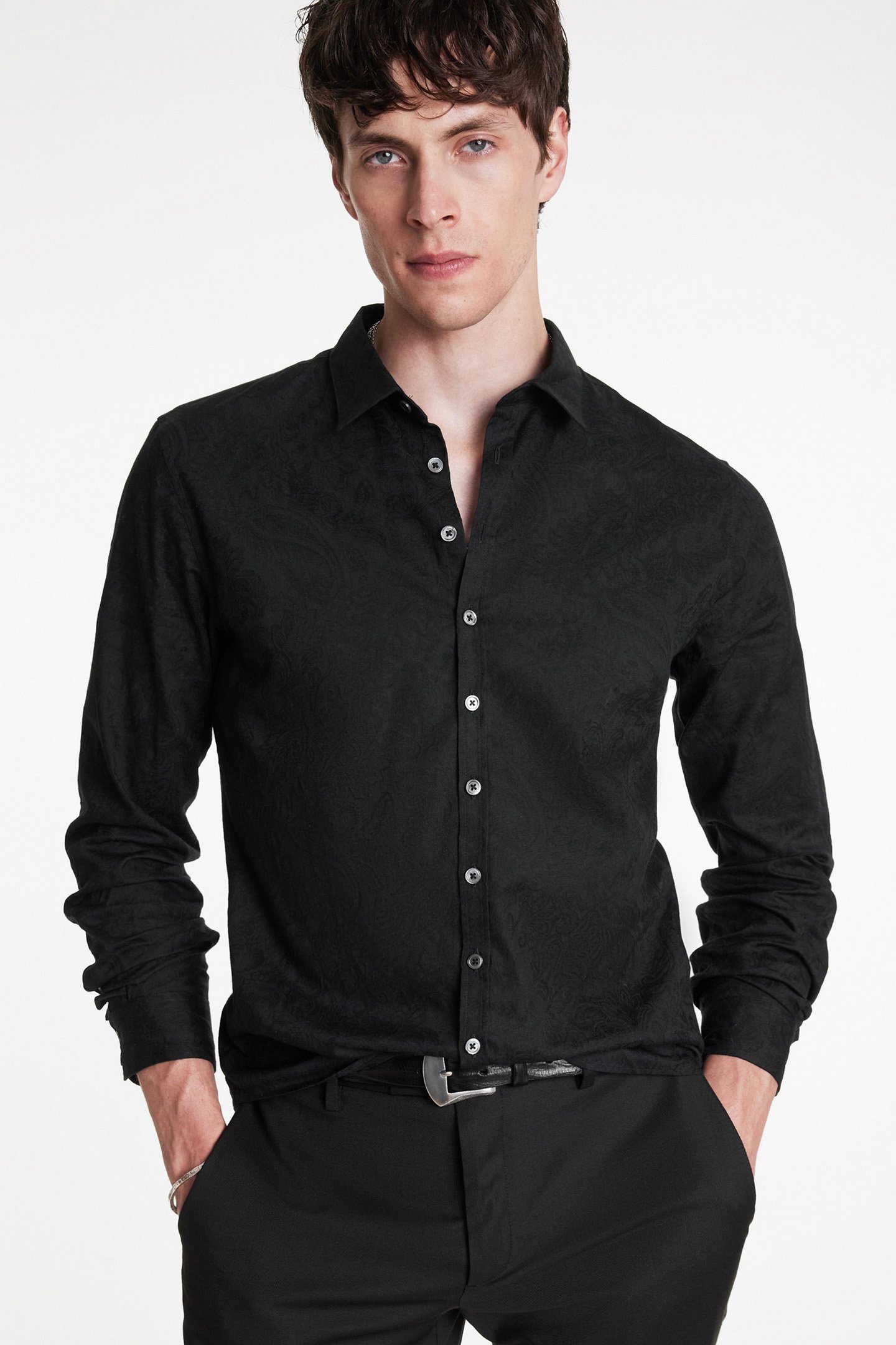 MULTI BUTTON SLIM FIT SHIRT BLACK 3