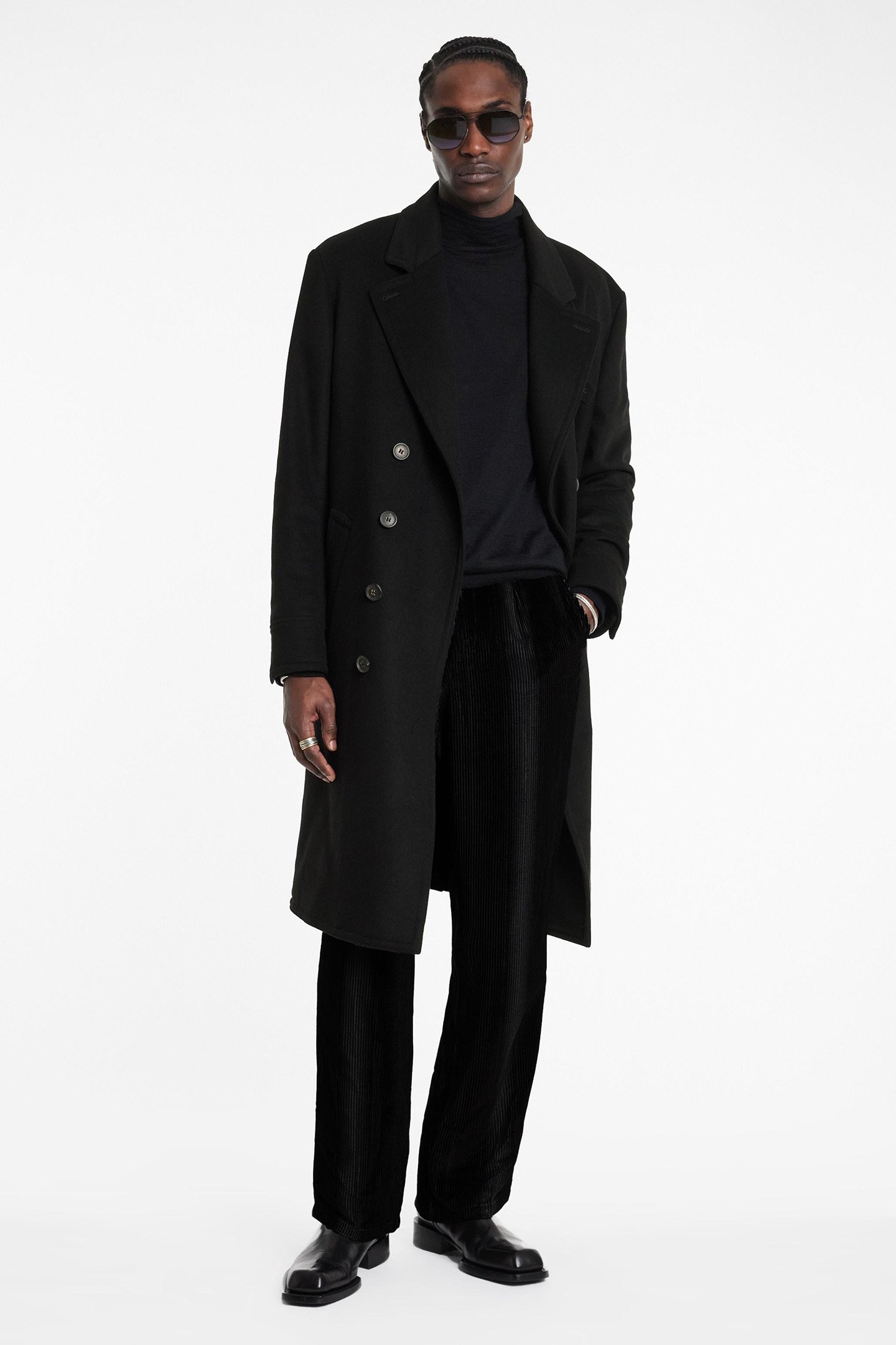 TERY DB COAT WITH WELT HIP POCKETS BLACK 2