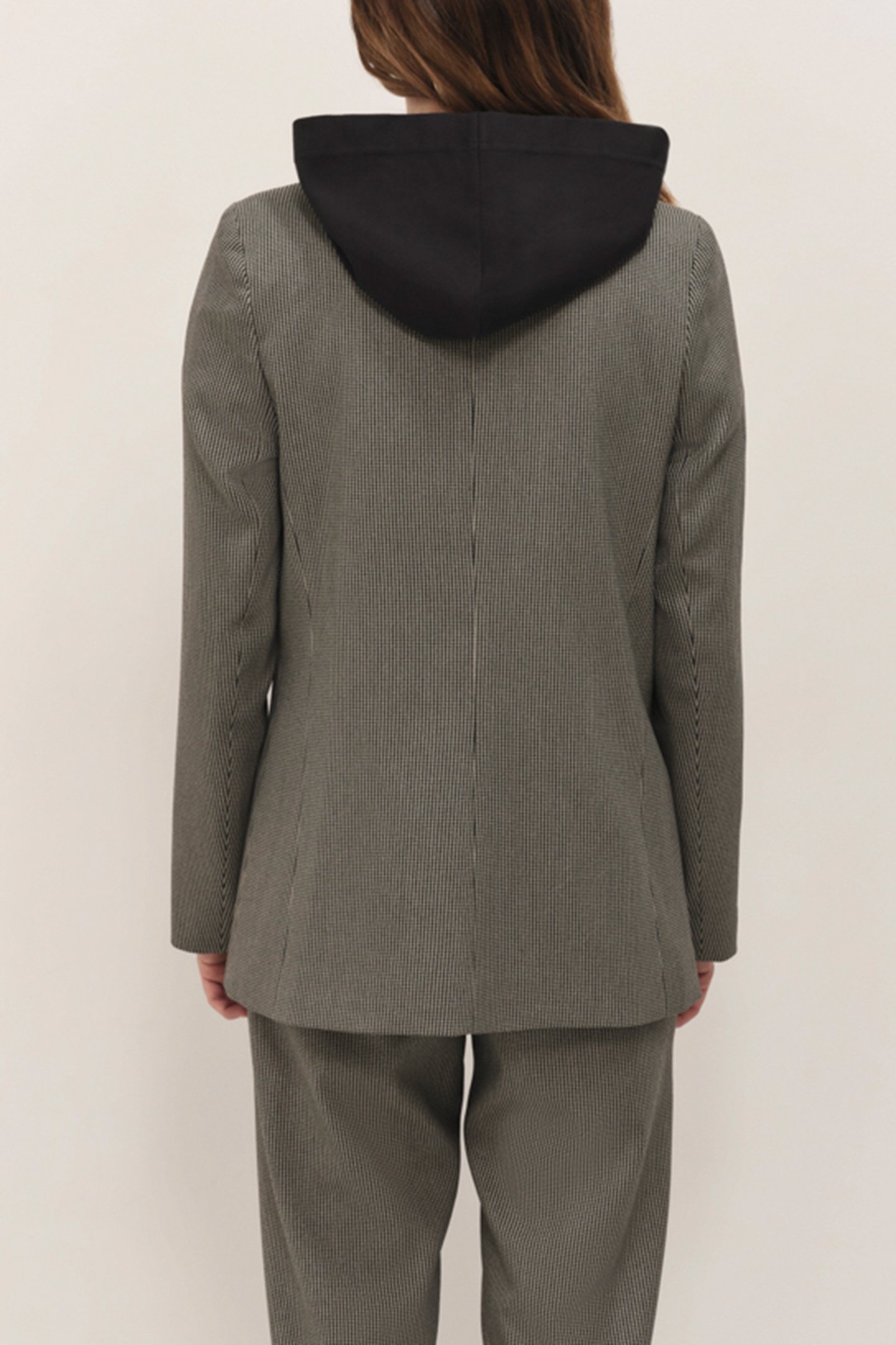 VITO - BLACK PINSTRIPE SUIT JACKET WITH REMOVABLE HOODED COL 2