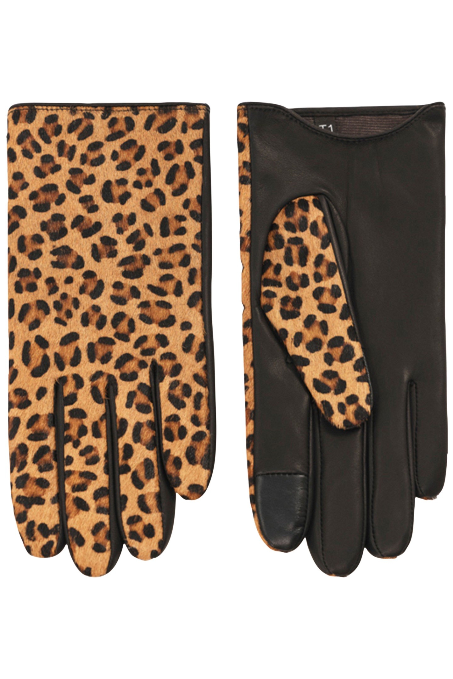 ASTRIO - TOFFEE LEATHER GLOVES WITH FOAL EFFECT AND LEOPARD  2