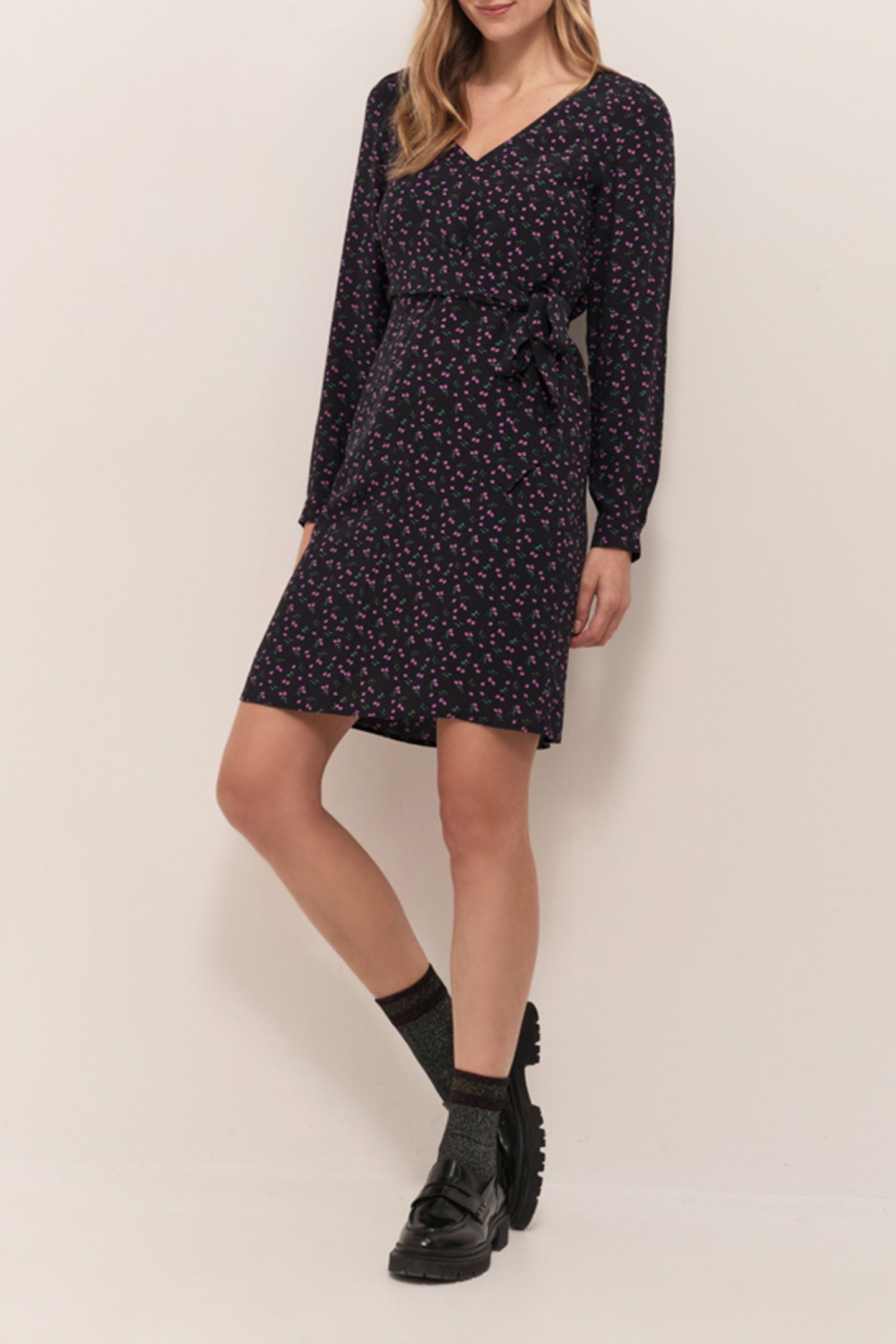 RAYA - NAVY LONG DRESS WITH ARTY FLORAL PRINT 3