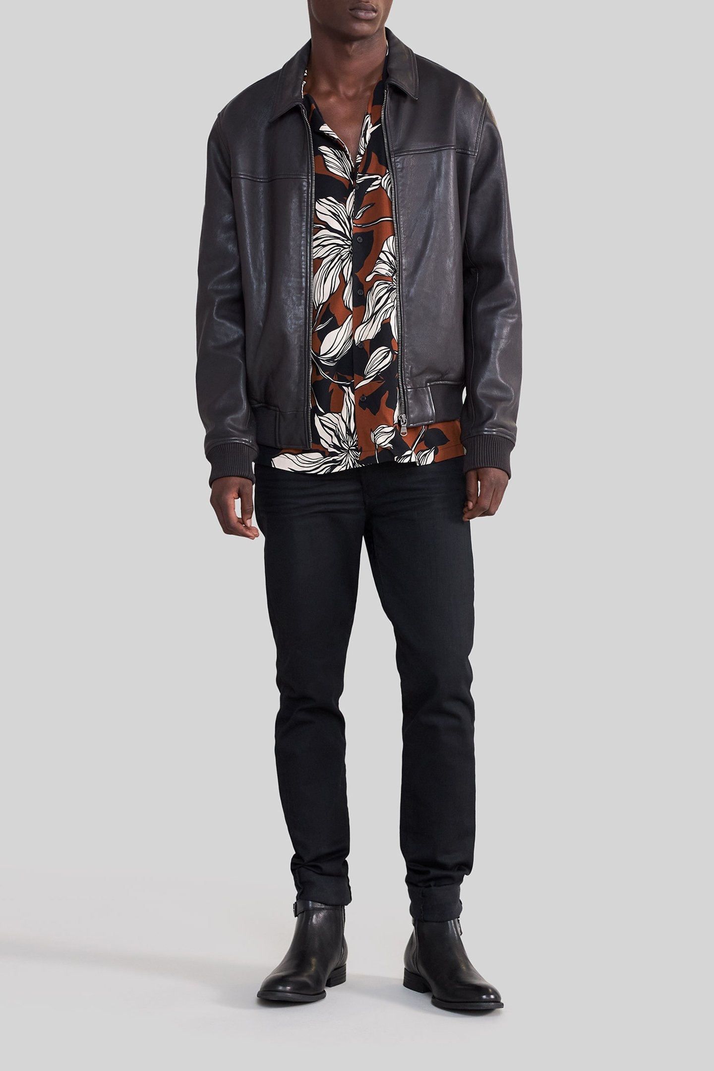 BLACK COFFEE CERTIFIED LEATHER AVIATOR JACKET 3