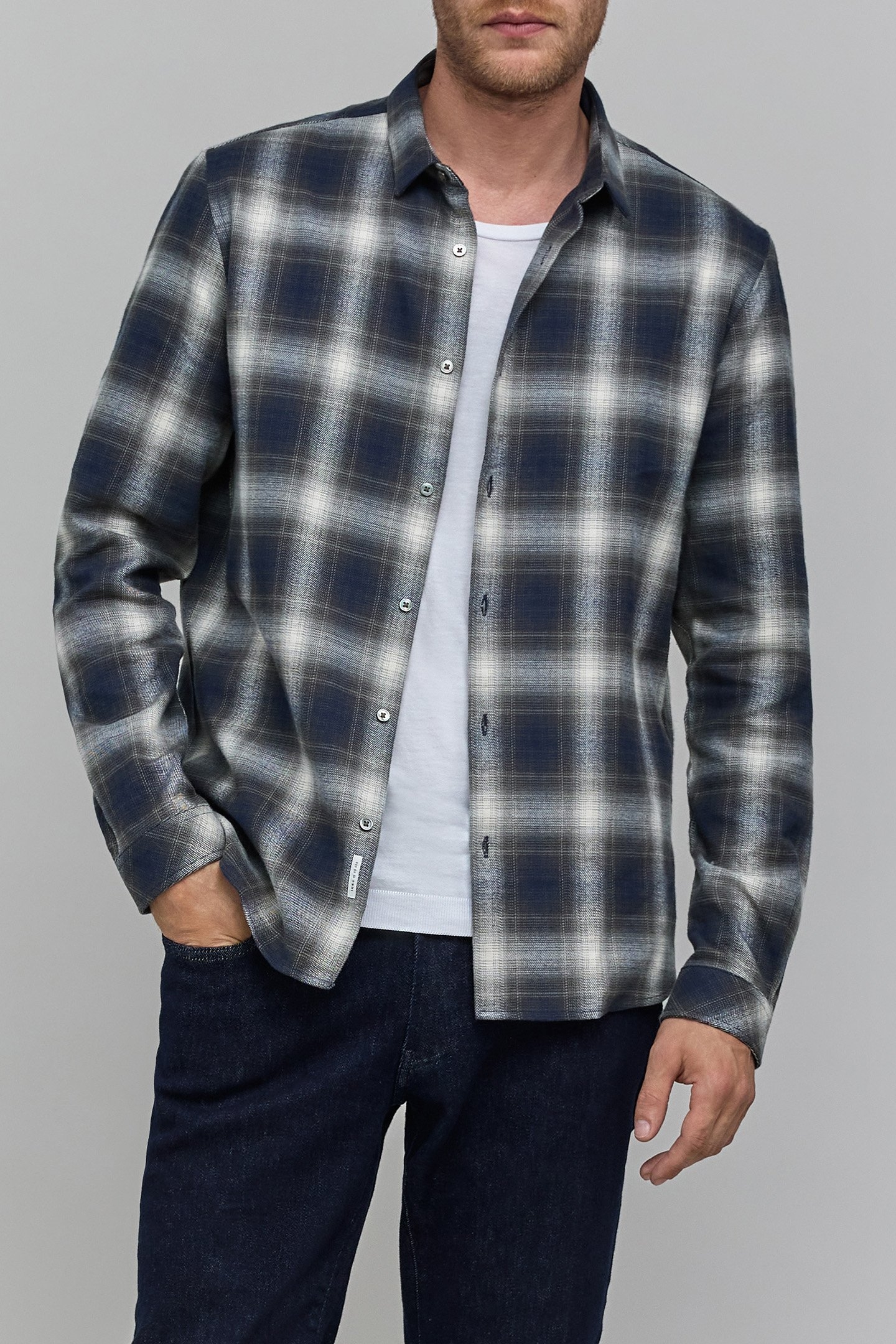 REGULAR SHIRT NAVY CHECK PATTERN 1
