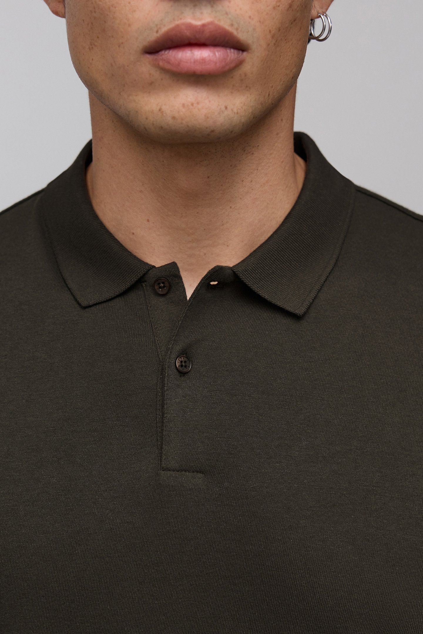 POLO DARK KHAKI COTTON MODAL HOMME 6