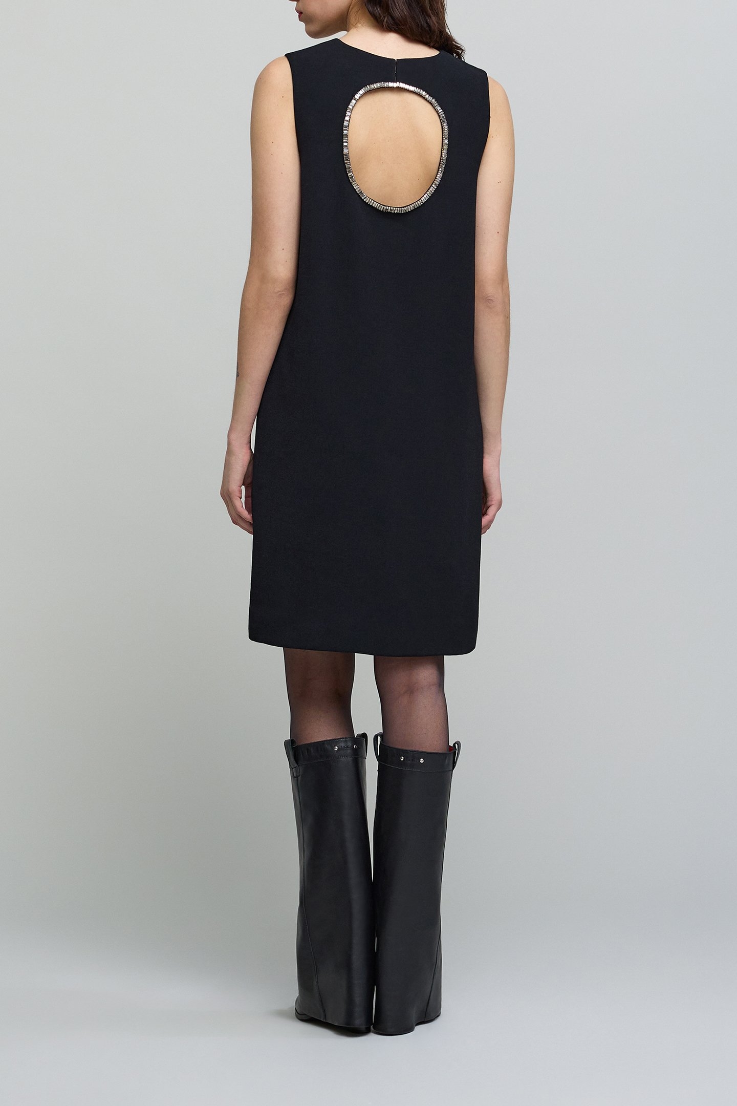 BLACK JEWEL-BACK CHASUBLE DRESS 2