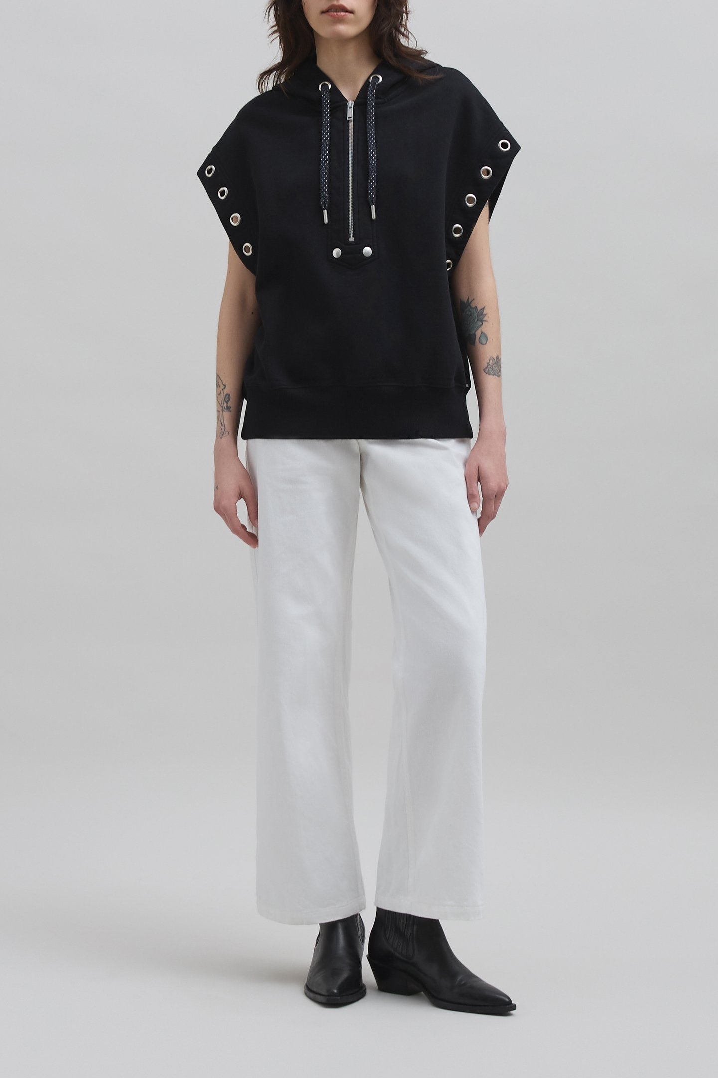 BLACK OVERSIZED COTTON FLEECE SWEATSHIRT 2