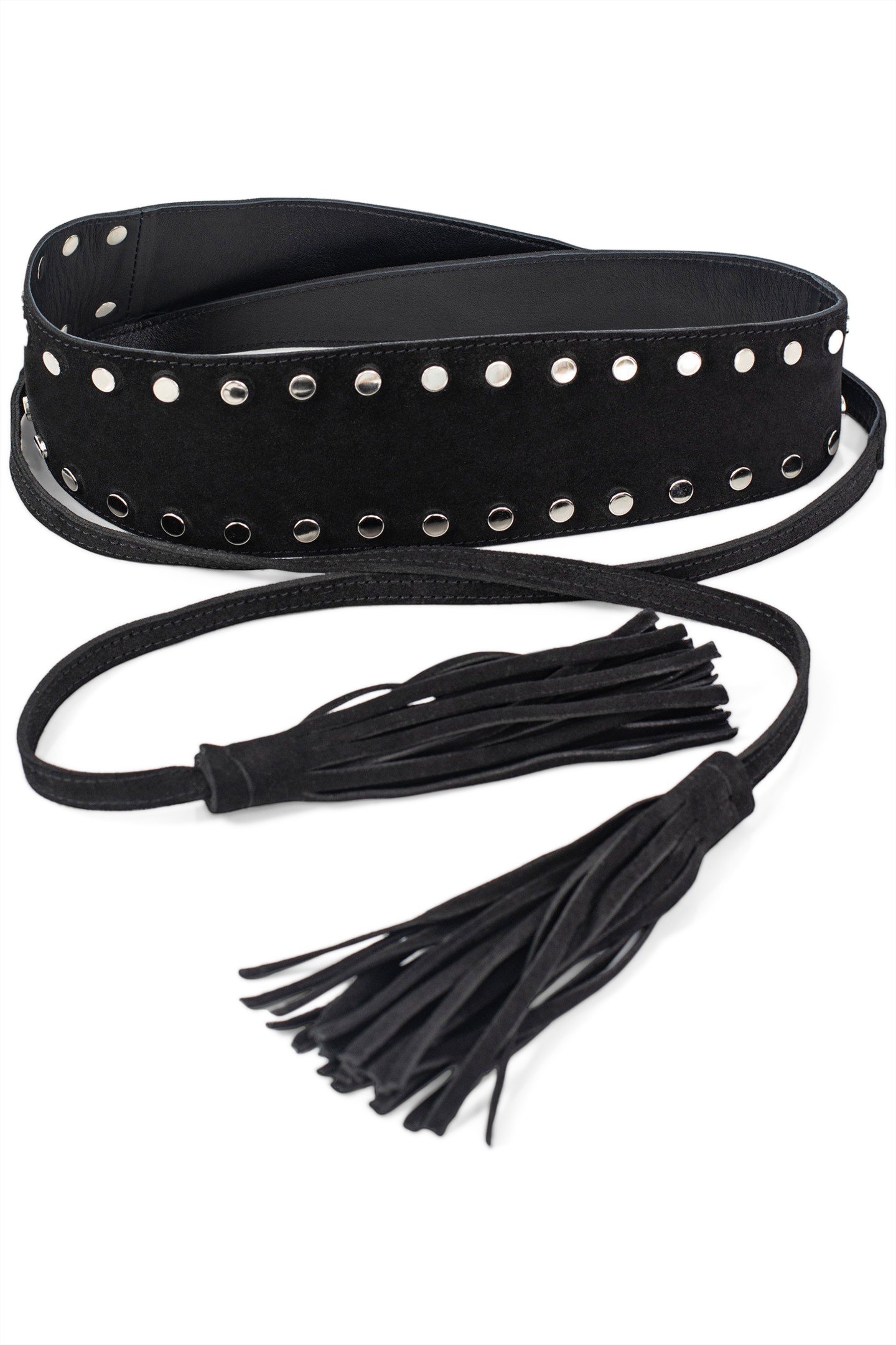 BLACK STUDDED SUEDE WIDE BELT 1