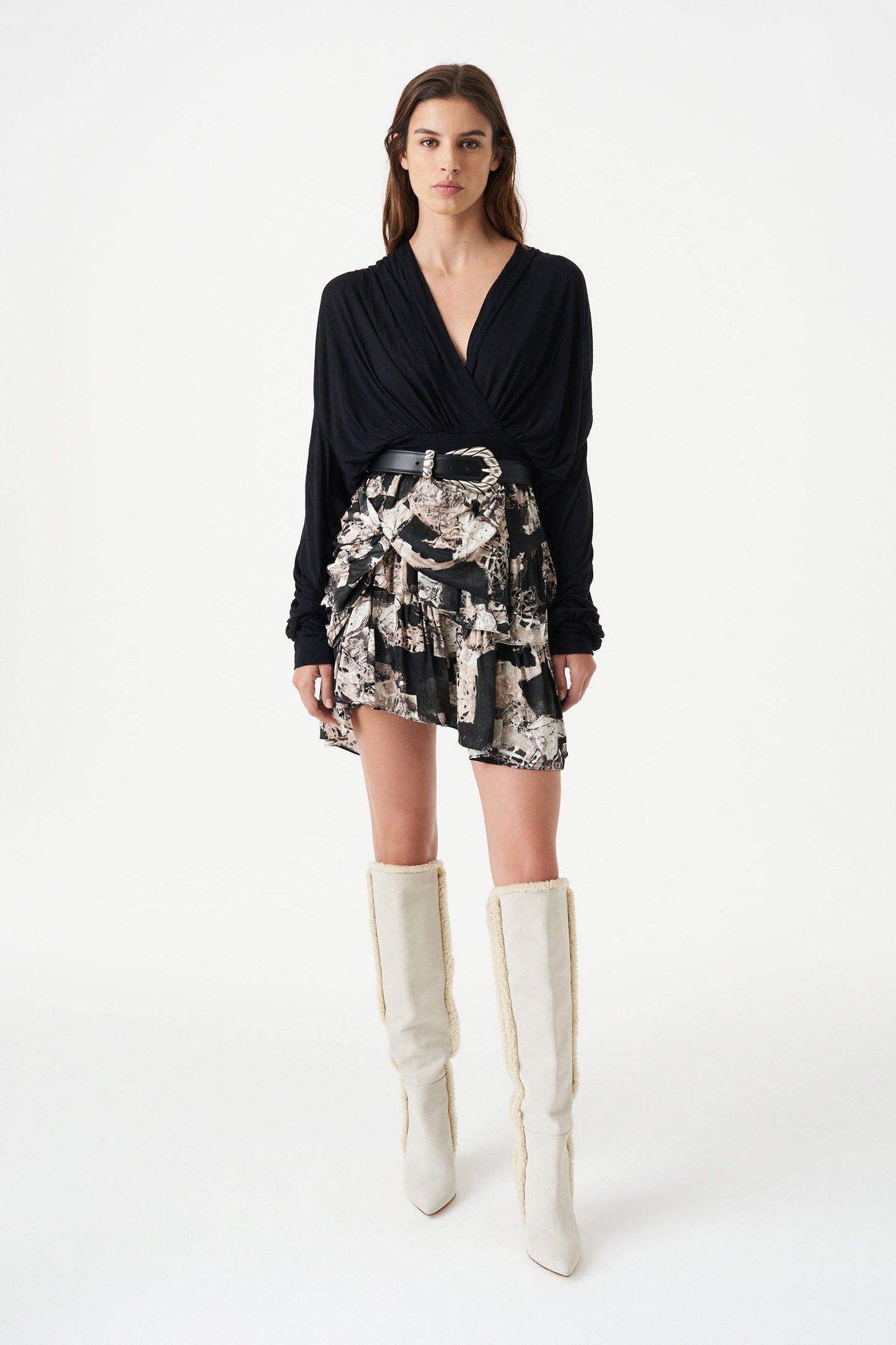 NILA SKIRT BLACK/BEIGE 3