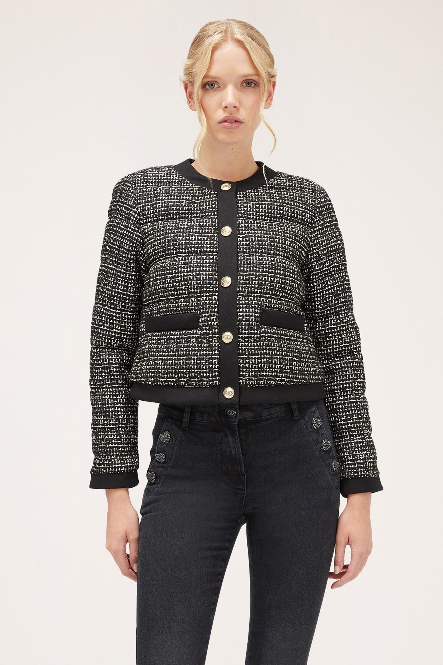 TWEED DOWN JACKET BLACK 1