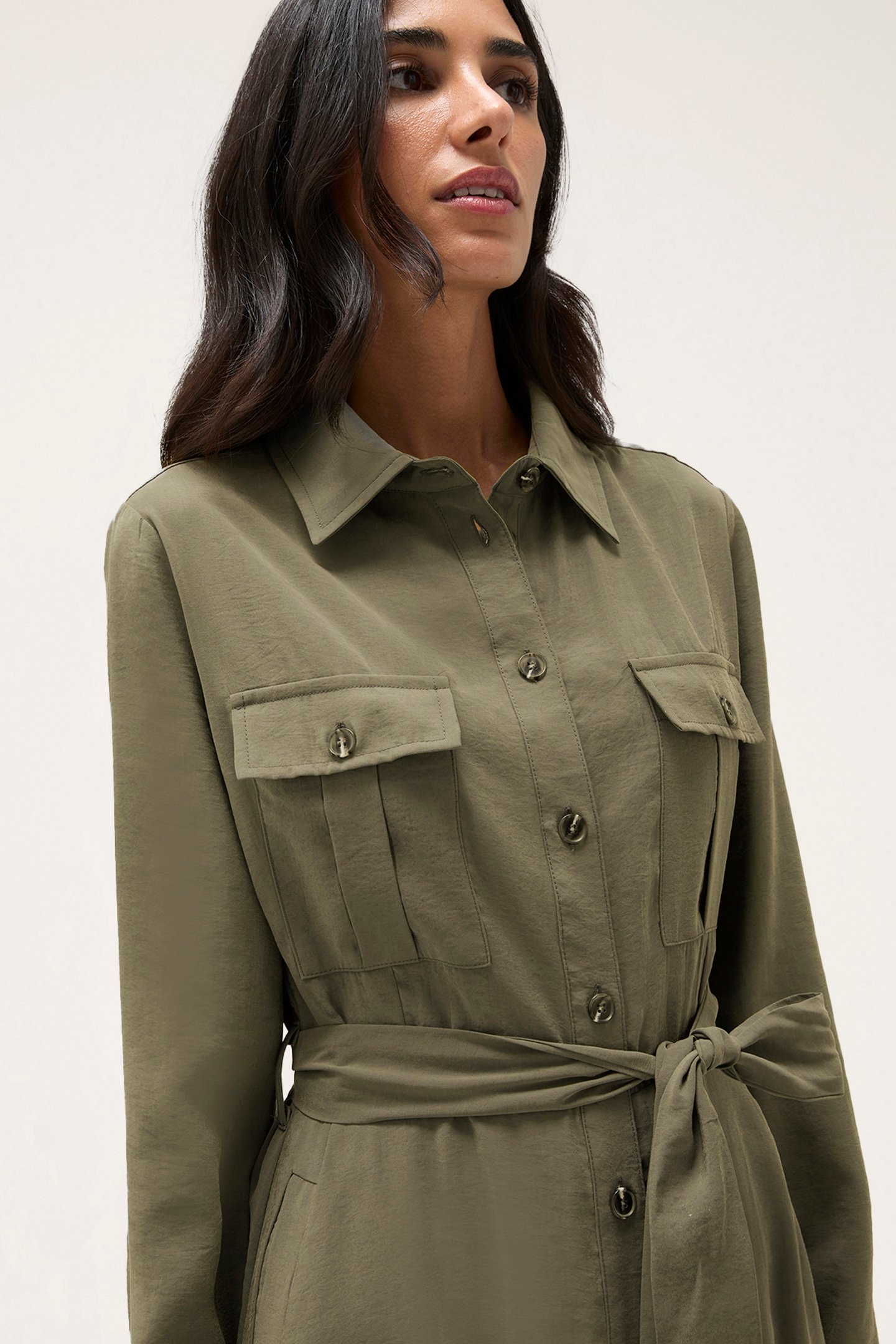 MODAL BLEND CHEMISIER DRESS MILITARY GREEN 5