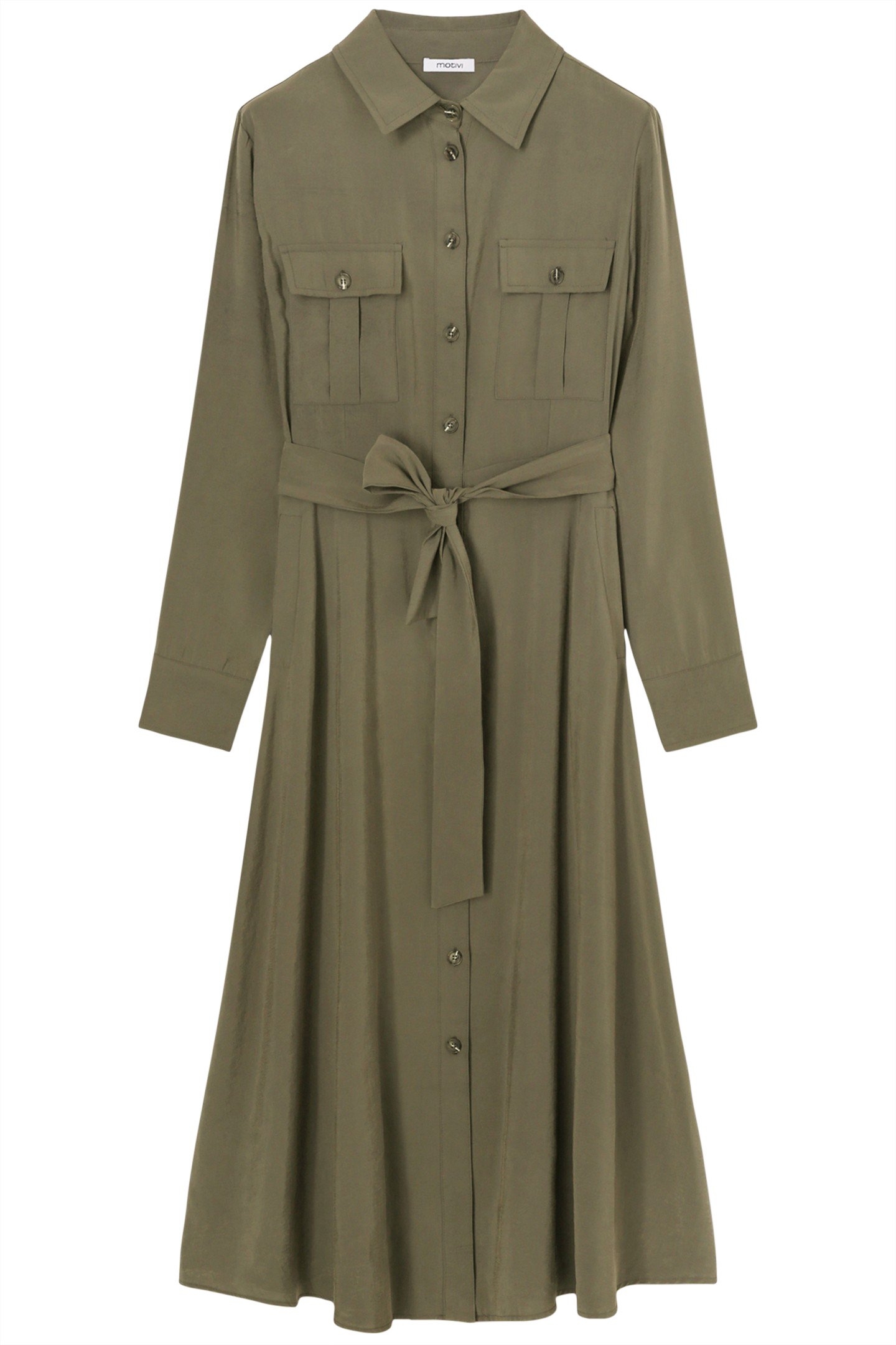 MODAL BLEND CHEMISIER DRESS MILITARY GREEN 3