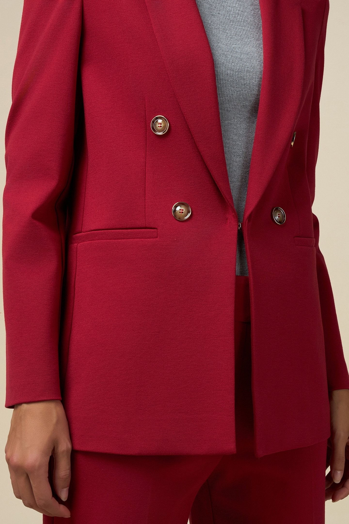 MILANO KNIT FABRIC BLAZER RED 4