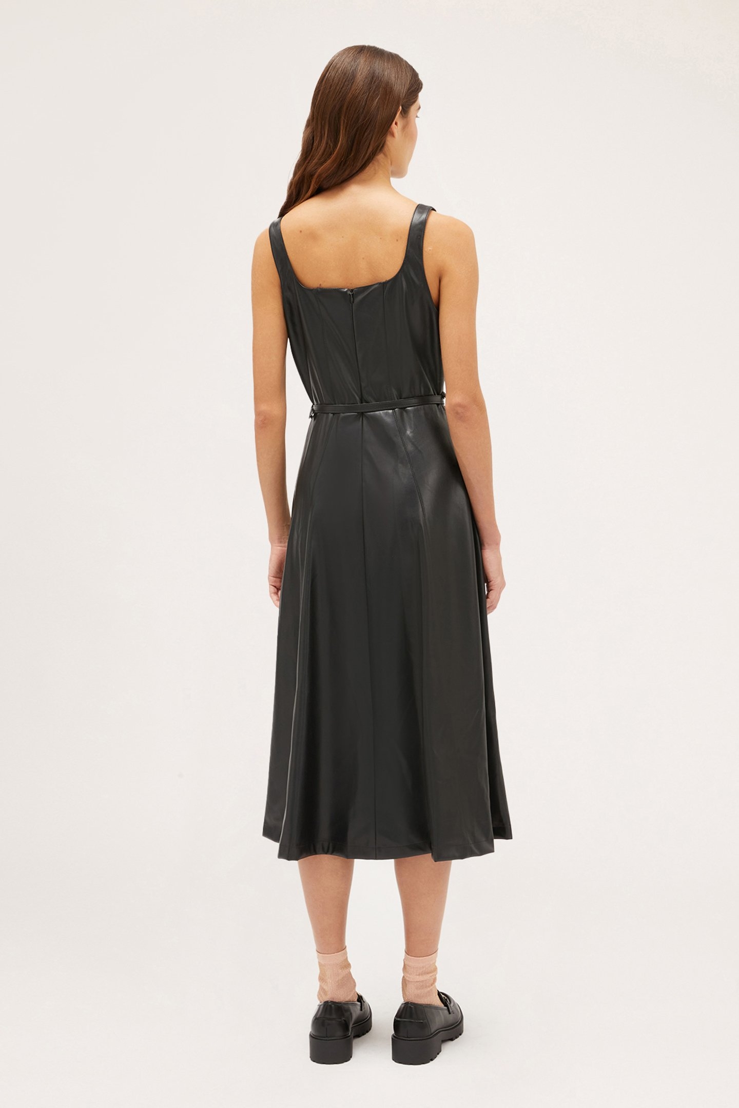 COATED FABRIC MIDI DRESS BLACK 2