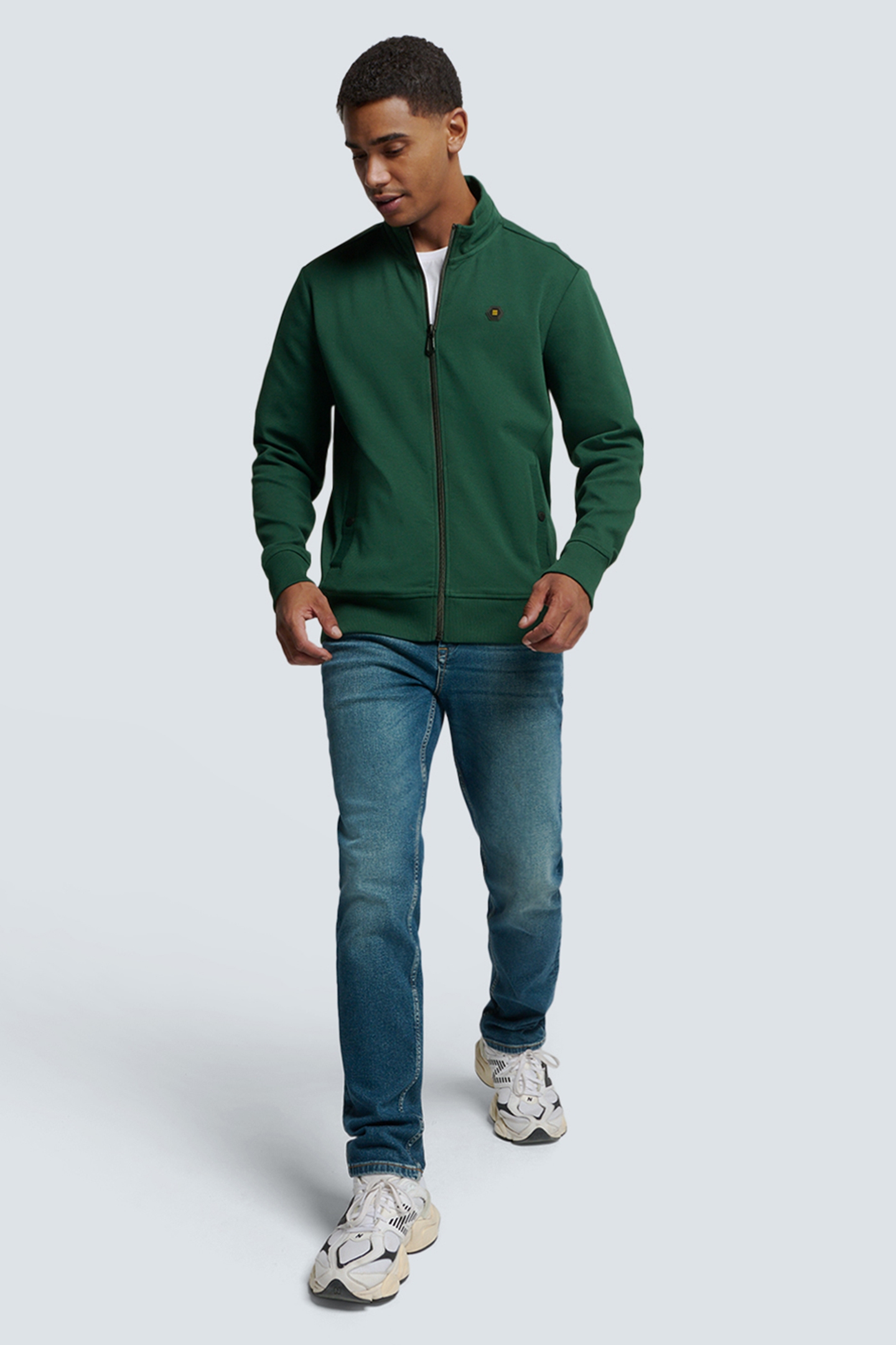 SWEATER FULL ZIPPER TWILL JACQUARD DARK GREEN 3