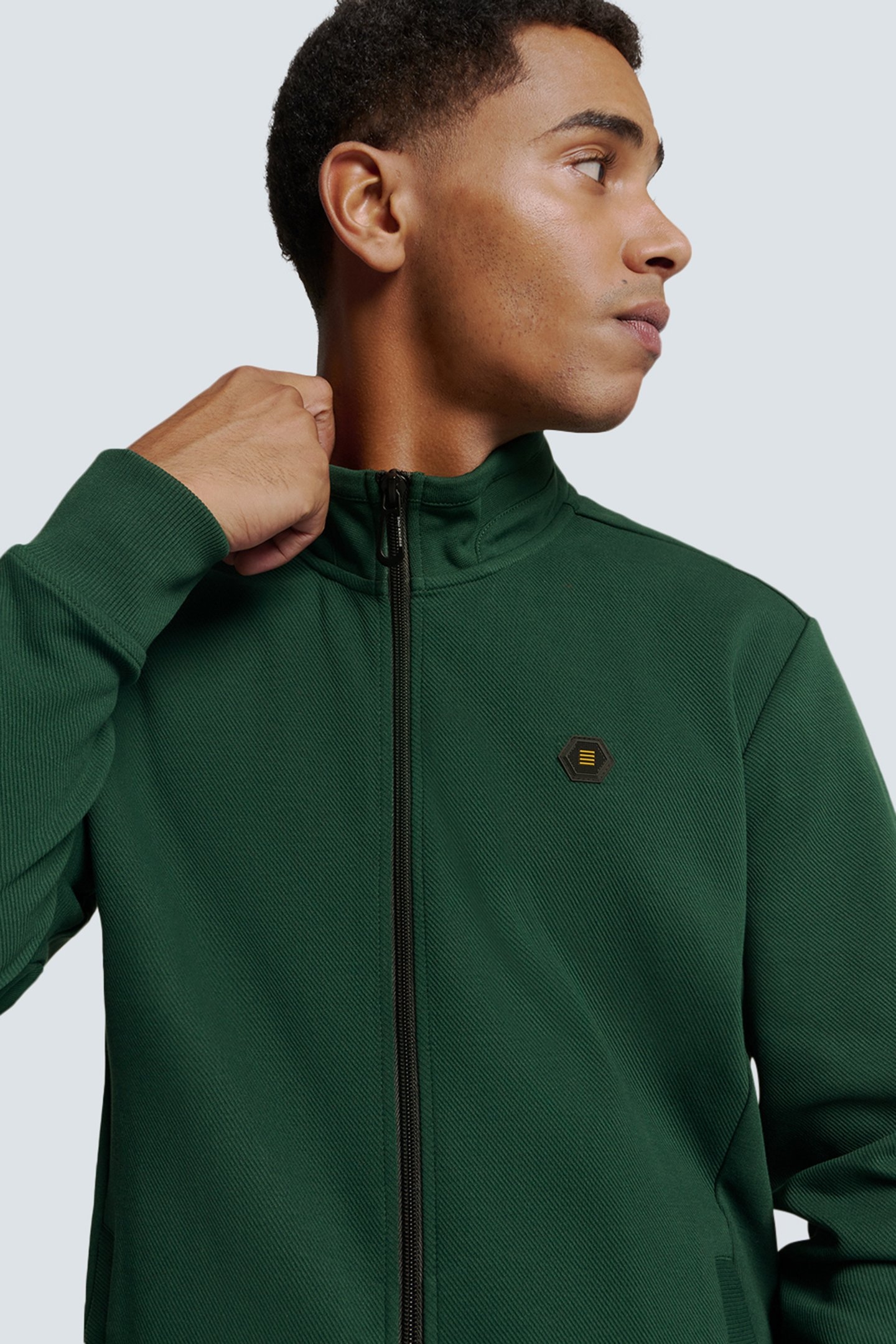 SWEATER FULL ZIPPER TWILL JACQUARD DARK GREEN 6