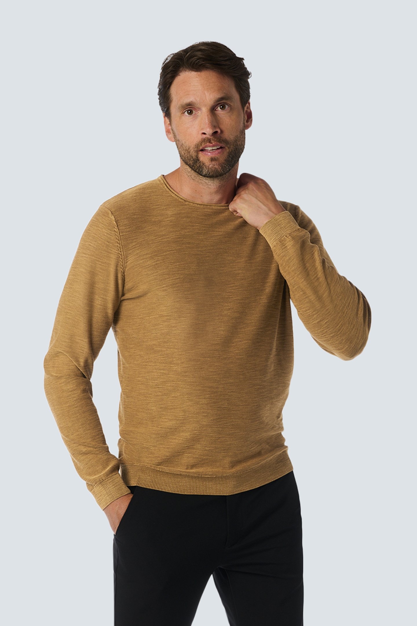 PULLOVER CREWNECK GARMENT DYED + STONE WASHED KHAKI 1