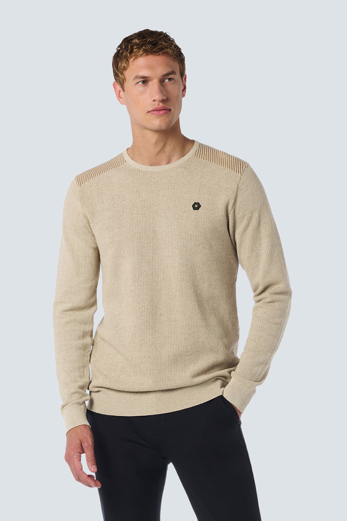 PULLOVER CREWNECK 2 COLOURED JACQUARD CEMENT 1
