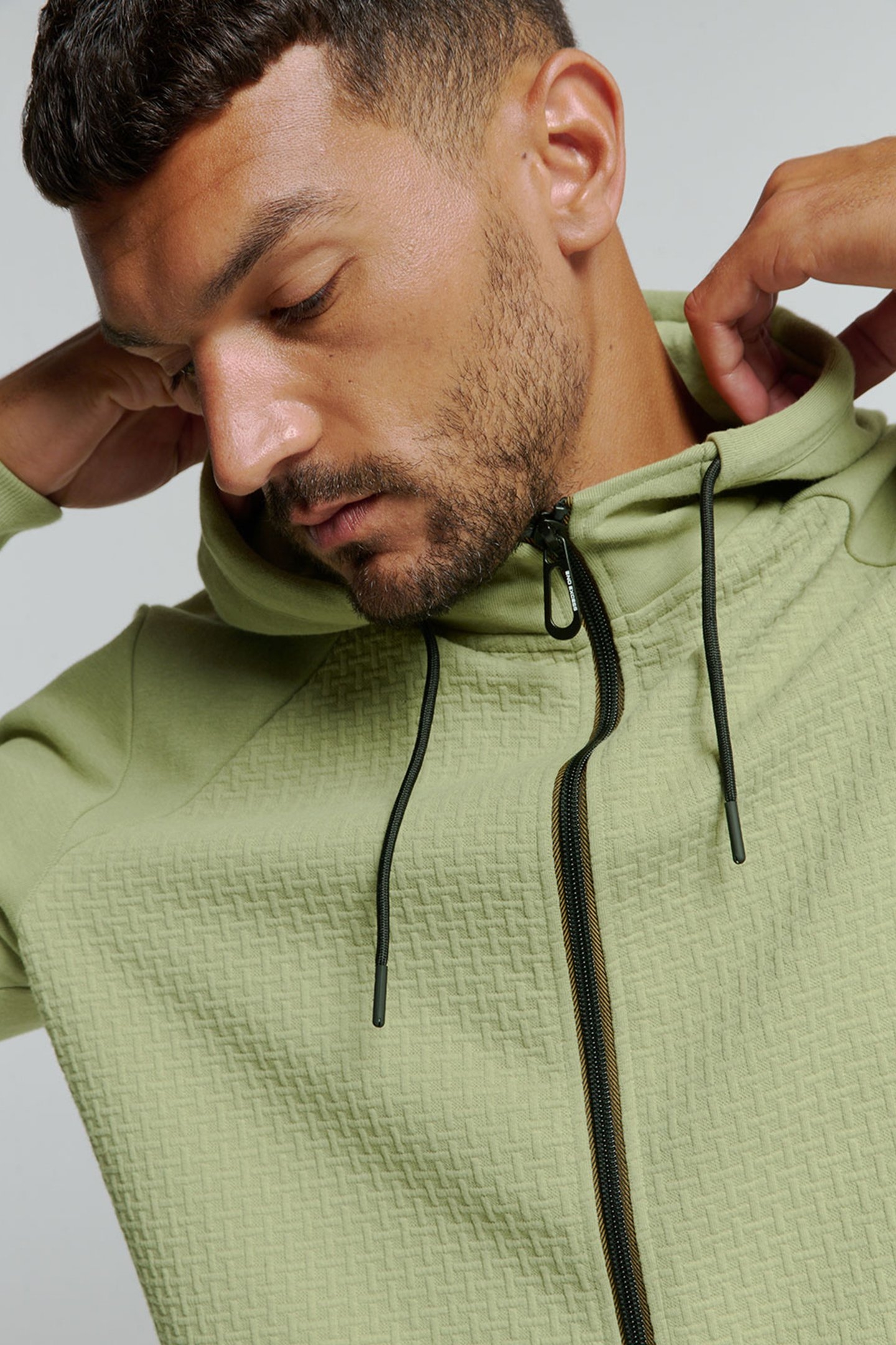 SWEATER HOODED FULL ZIPPER DOUBLE LAYER JACQUARD STRETCH SMO 6