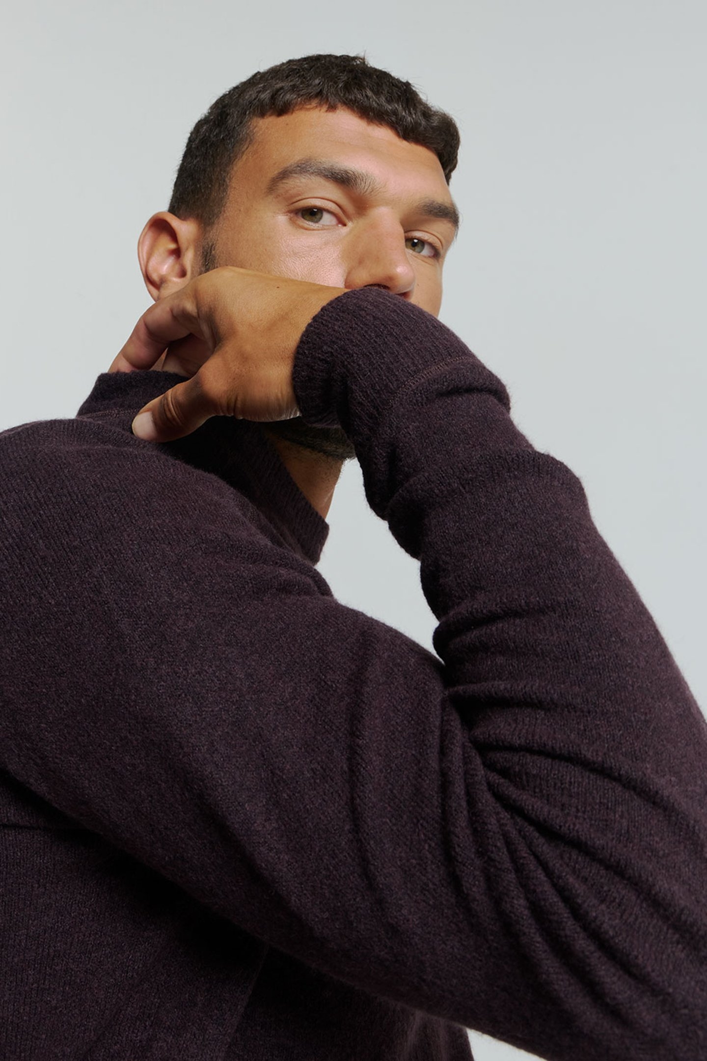 PULLOVER CREWNECK MELANGE WITH WOOL AUBERGINE 6