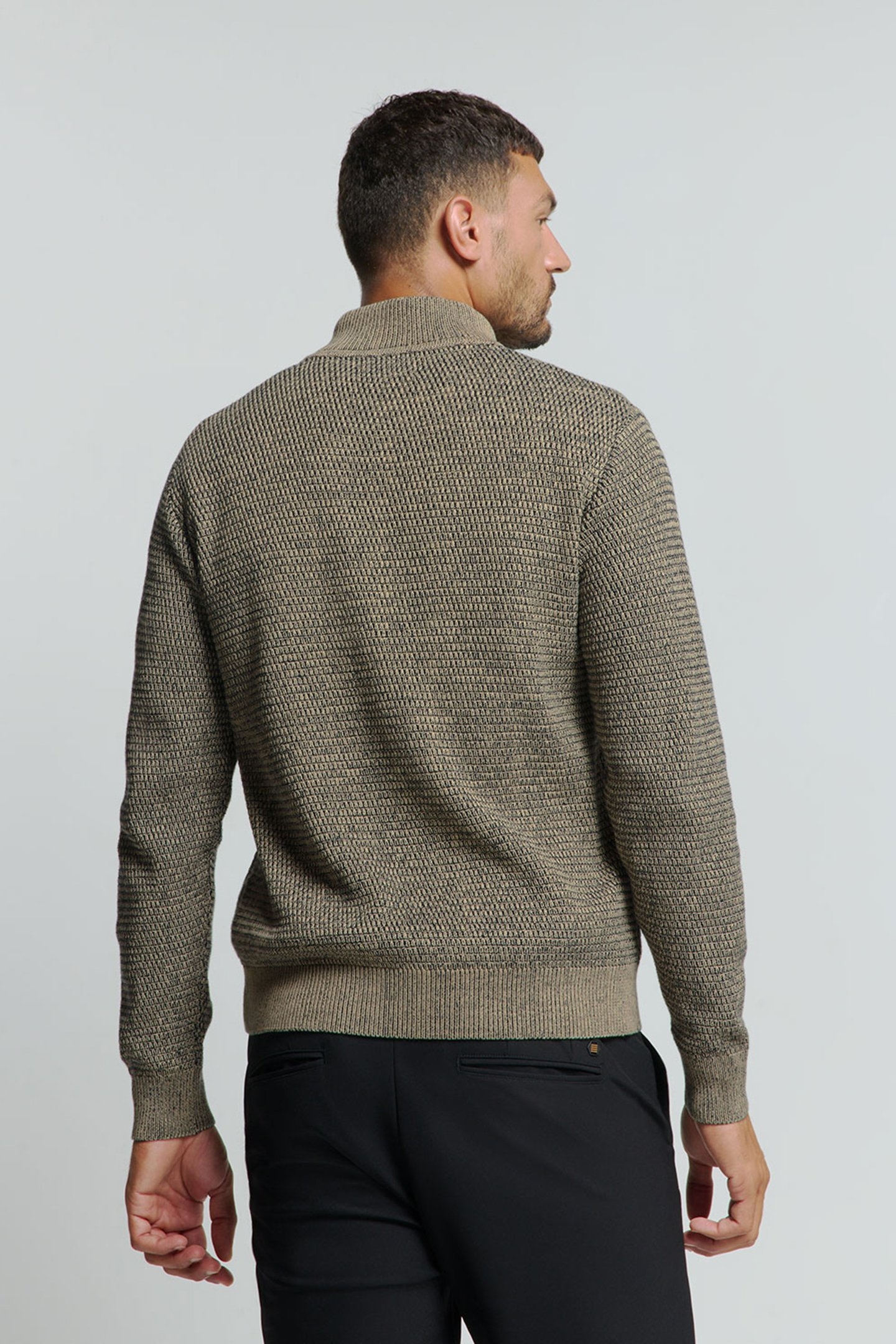 PULLOVER HALF ZIPPER 2 COLOURED MELANGE STONE 2