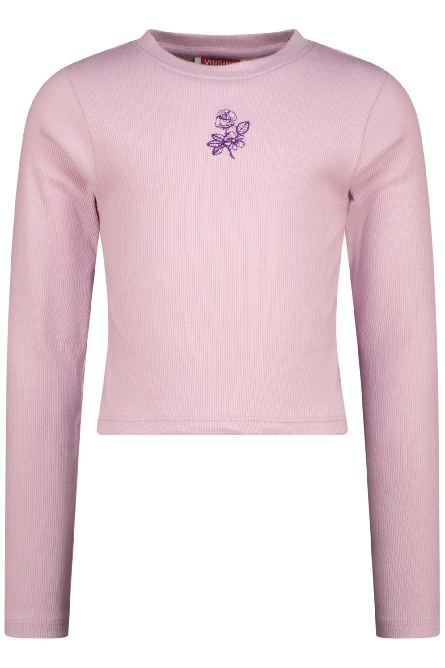 GIRLS G-BASIC-CROP RIB LONGSLEEVE SINGLET GLOSS LILAC 1