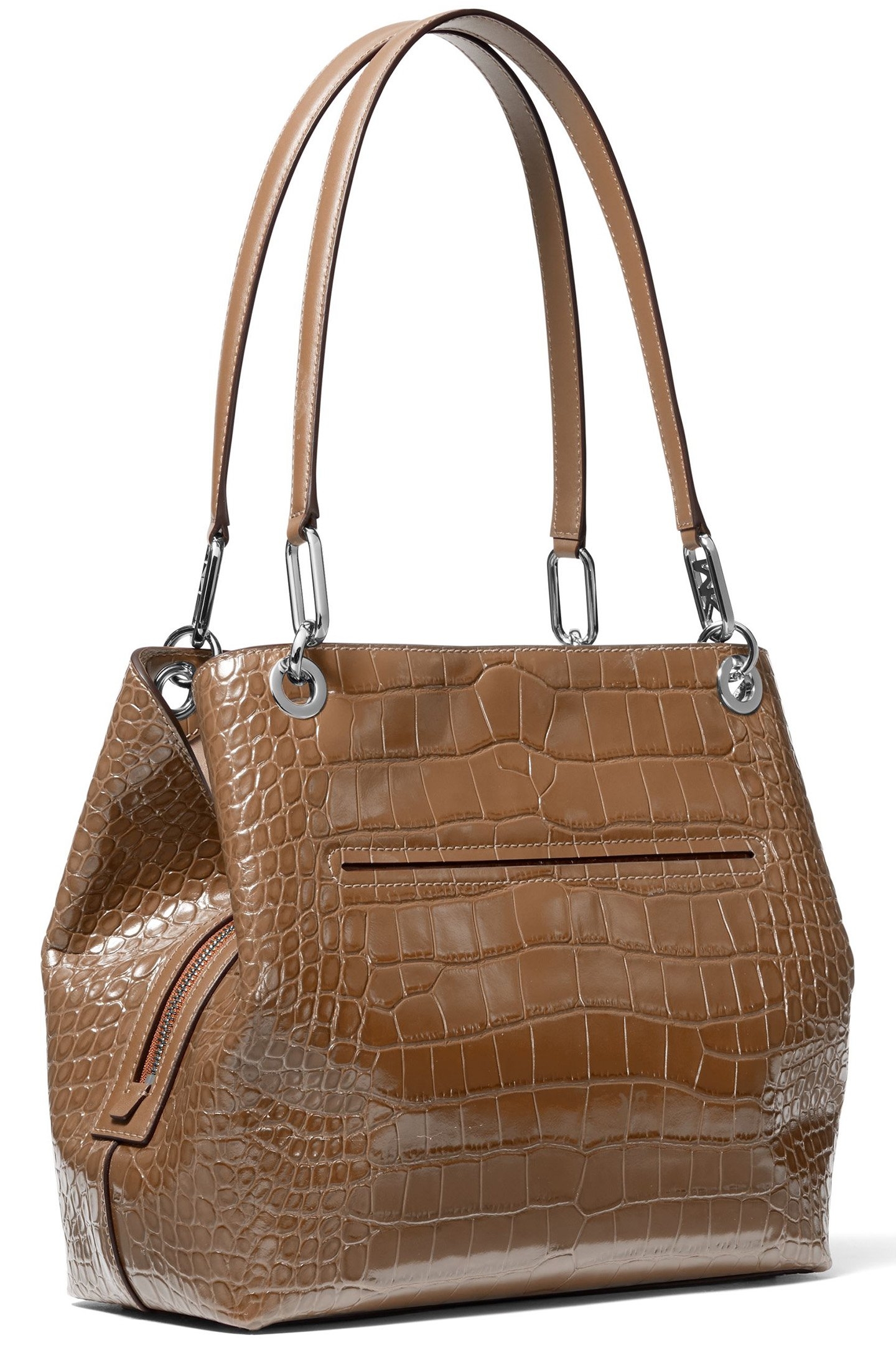 LEATHER SHOULDER TOTE BAG IN BEIGE 3