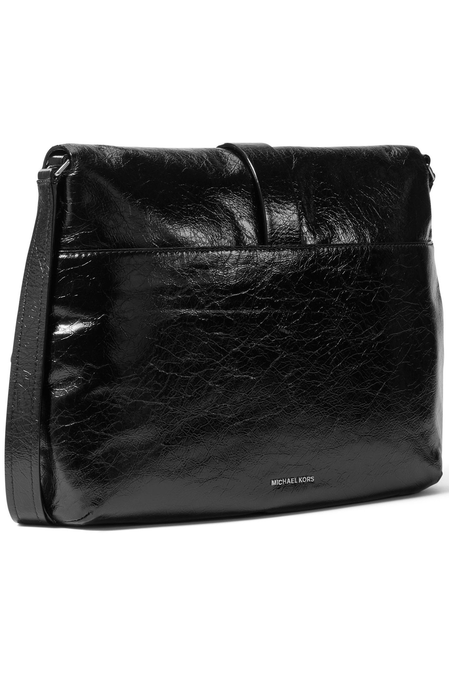 LEATHER SHOULDER BAG WITH BUCKLE DETAILS IN BLACK 3