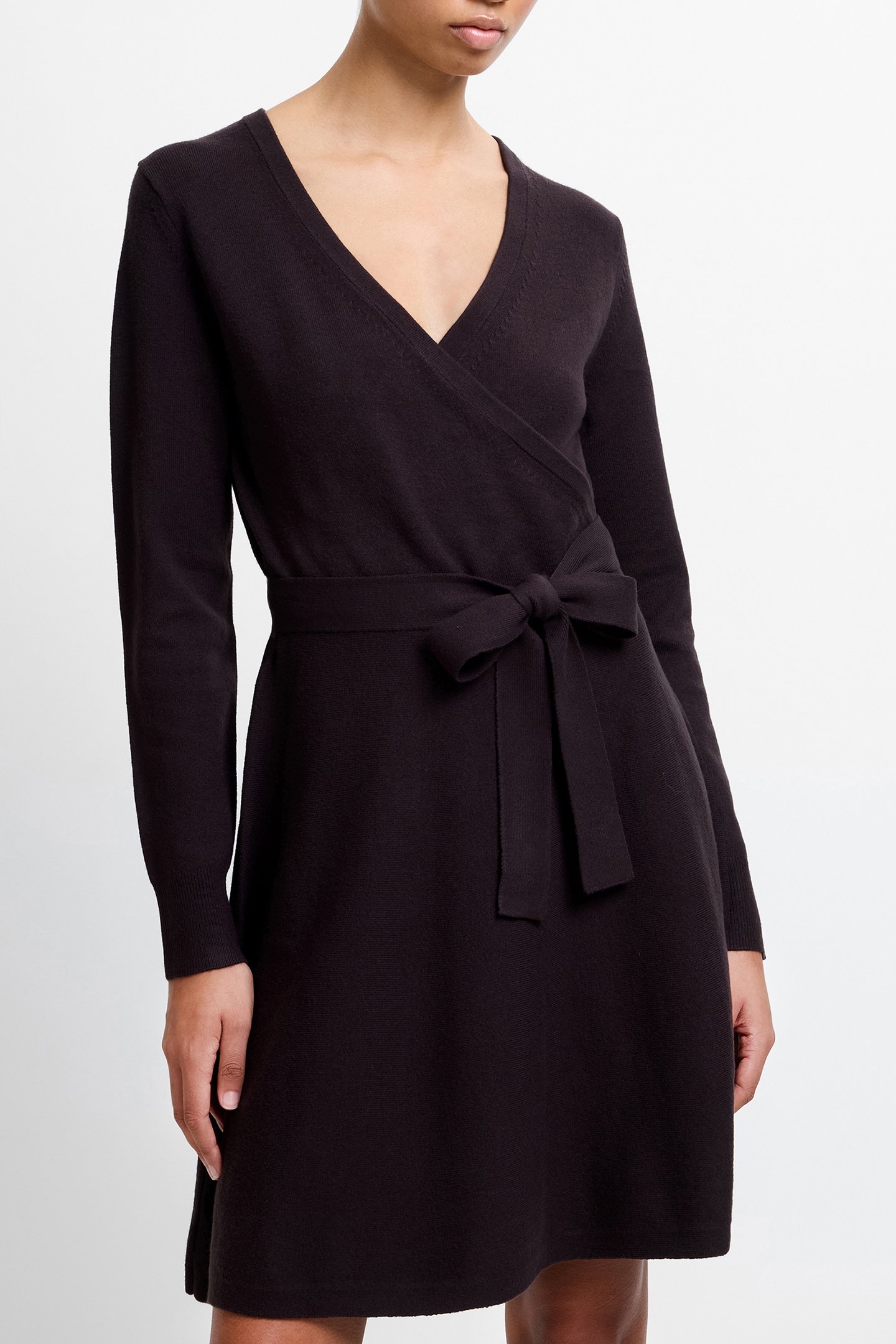 BABYSOFT WRAP MINI DRESS CHOCOLATE GANACHE 1