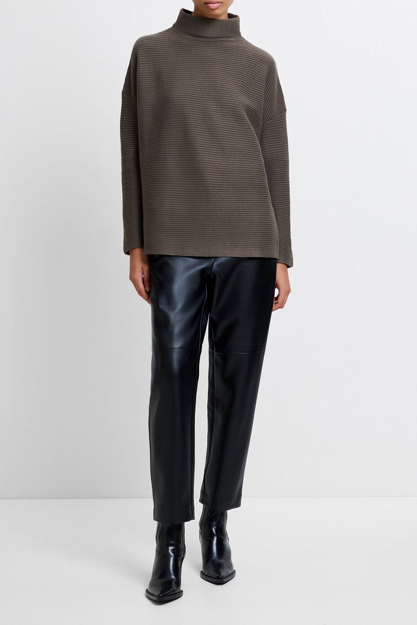 BABYSOFT RIBBED MOCK NECK JUMPER TARMAC KHAKI 3