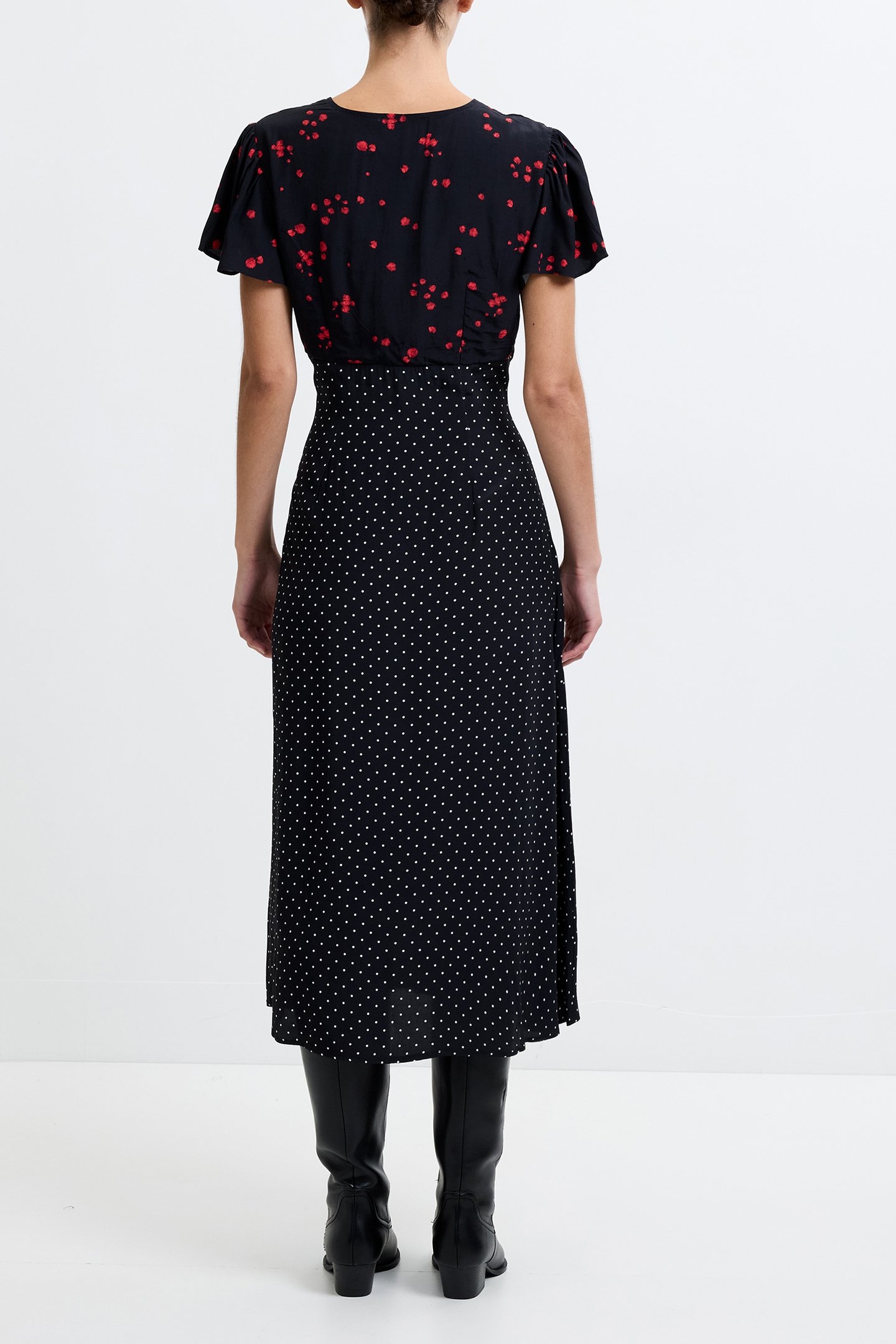 FLORAMOUR SPOT TEA DRESS L BLACK / MULTI 2