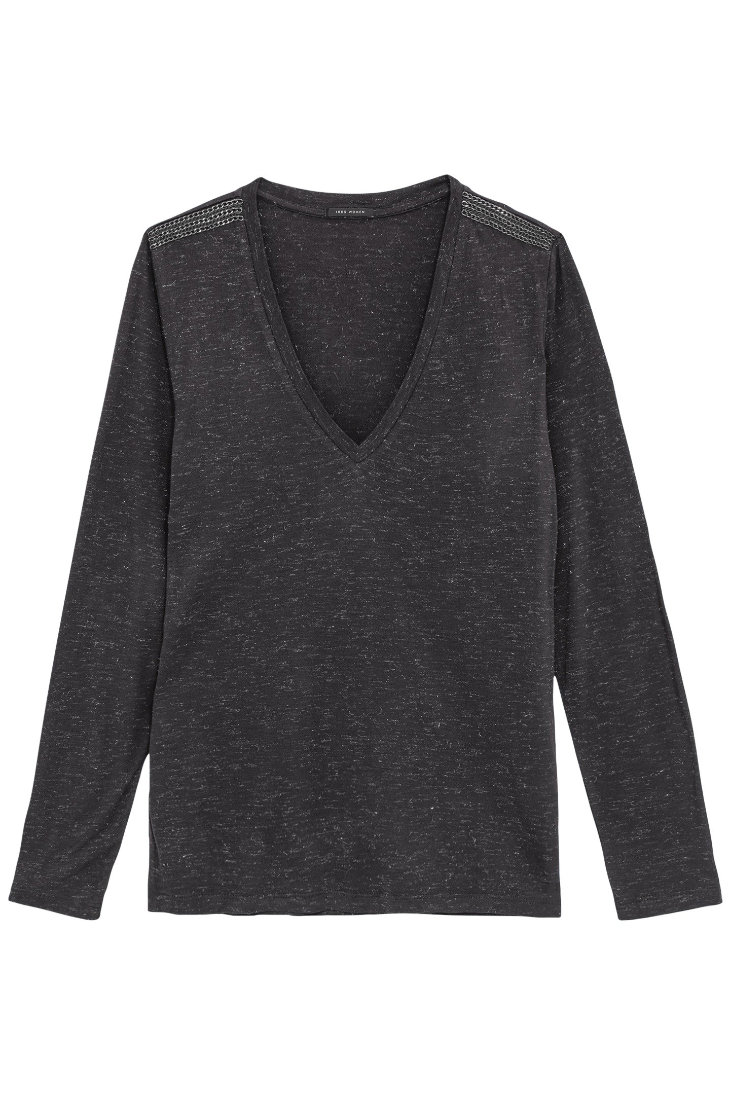 GREY LUREX MESH TEE-SHIRT WITH CURB CHAIN DESIGN GREY 4