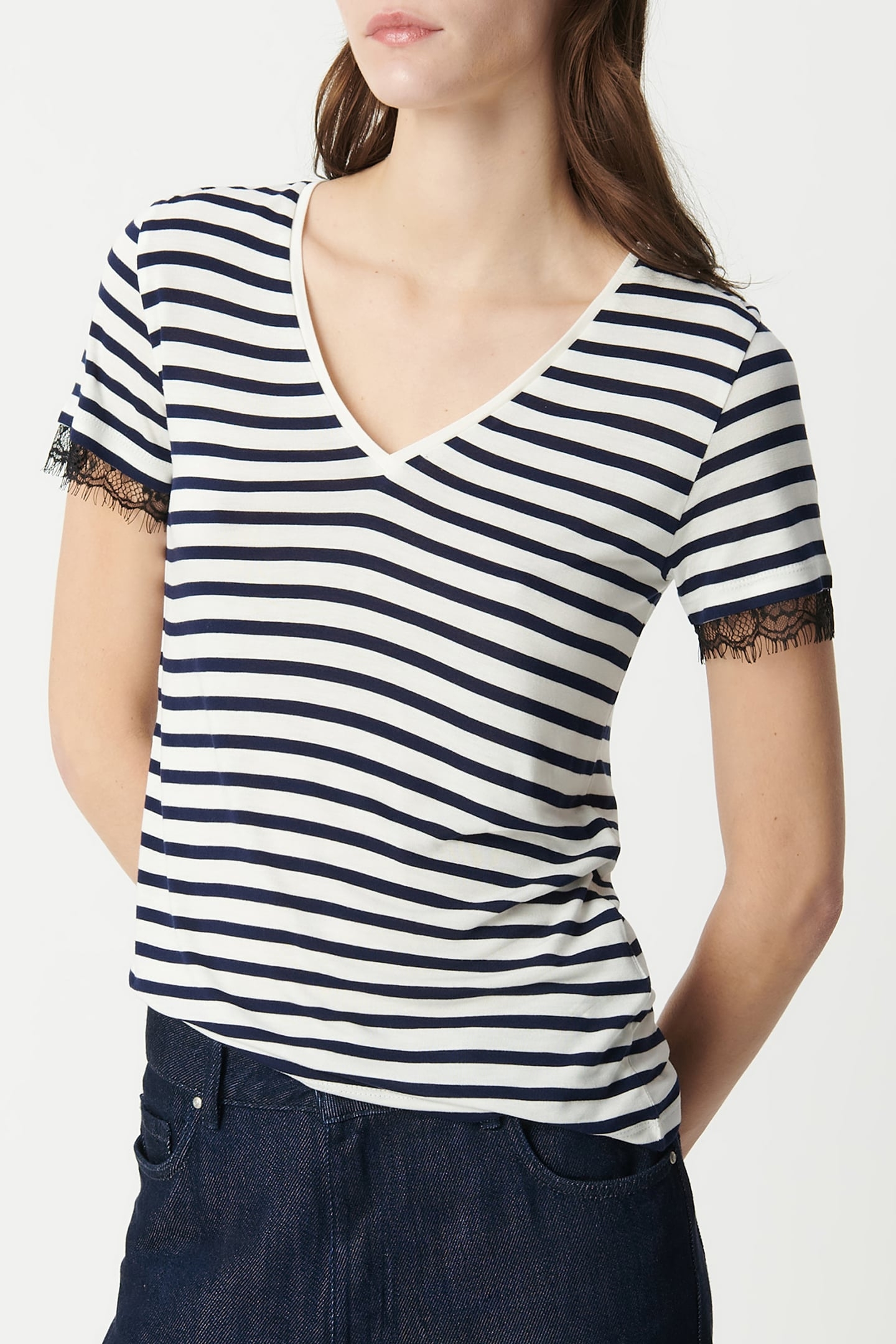 SHORT-SLEEVED LACE SAILOR T-SHIRT NAVY 1