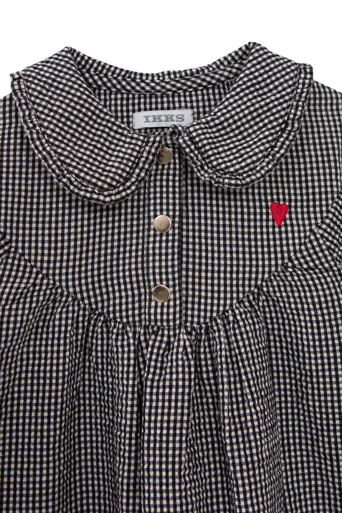 BABY GIRL DRESS IN ECRU WITH BLACK GINGHAM PATTERN 3