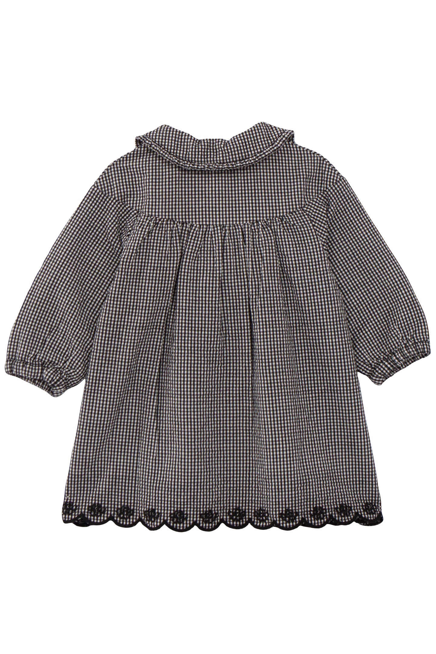 BABY GIRL DRESS IN ECRU WITH BLACK GINGHAM PATTERN 2