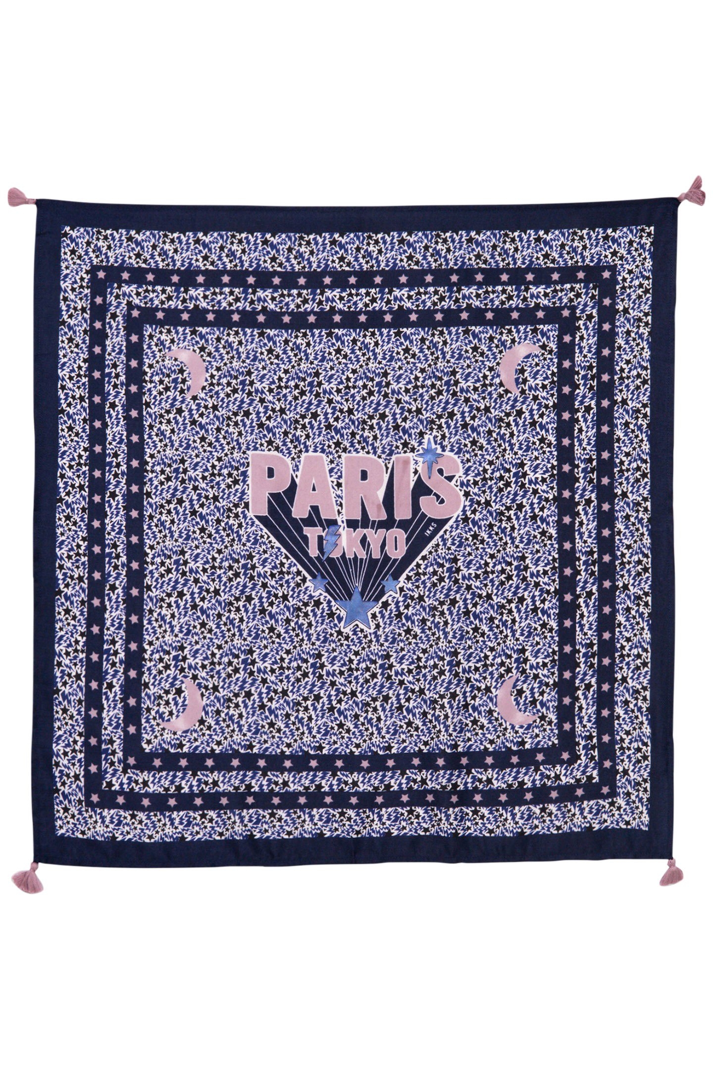 GIRL’S NAVY RECYCLED SQUARE SCARF WITH LIGHTNING-STARS MIX 2