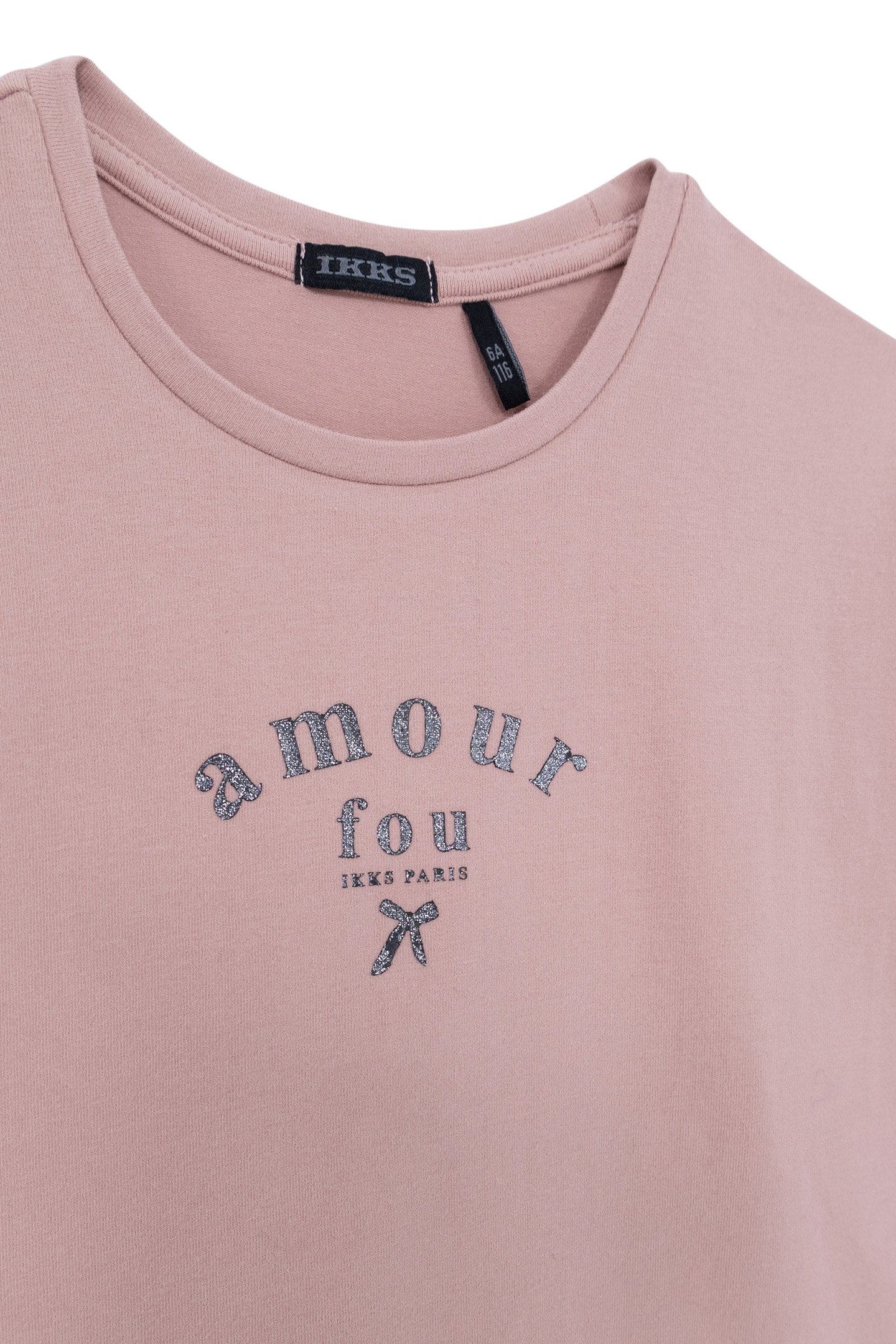 GIRL'S PINK BI-MATERIAL TULLE-PLUMETIS BACK T-SHIRT 3