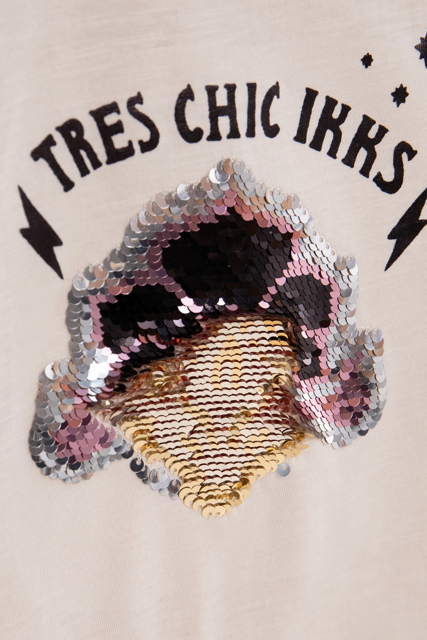 GIRL'S ECRU T-SHIRT WITH REVERSIBLE SEQUIN ART DECO IMAGE 5