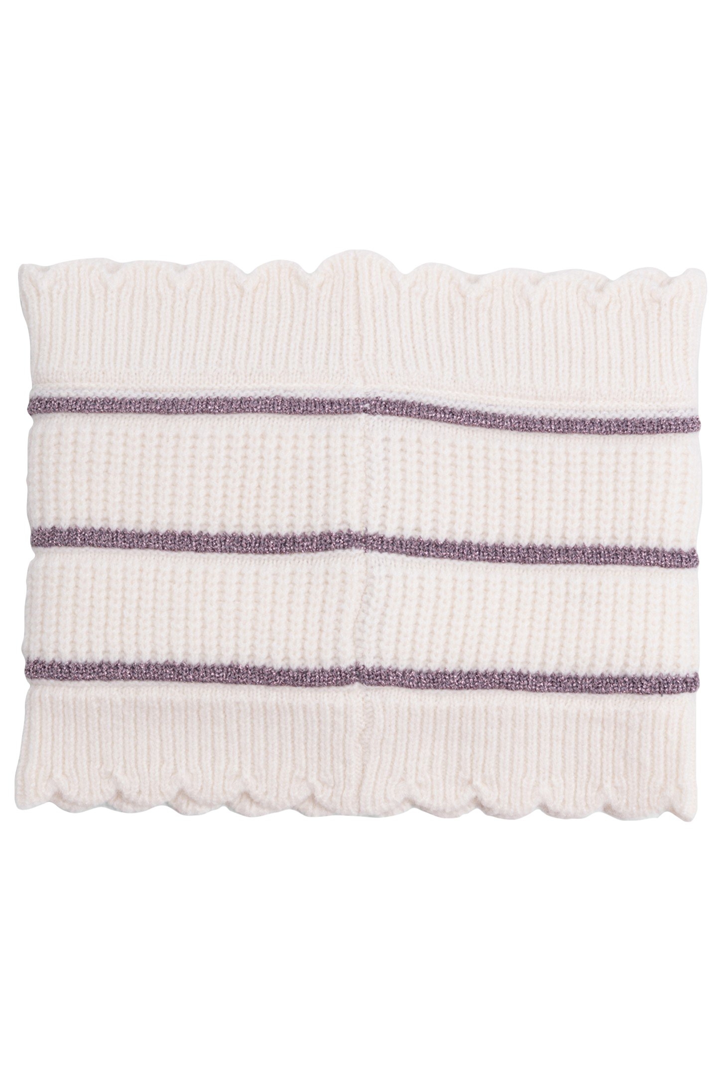 GIRL'S ECRU KNITTED LUREX STRIPES SNOOD 2