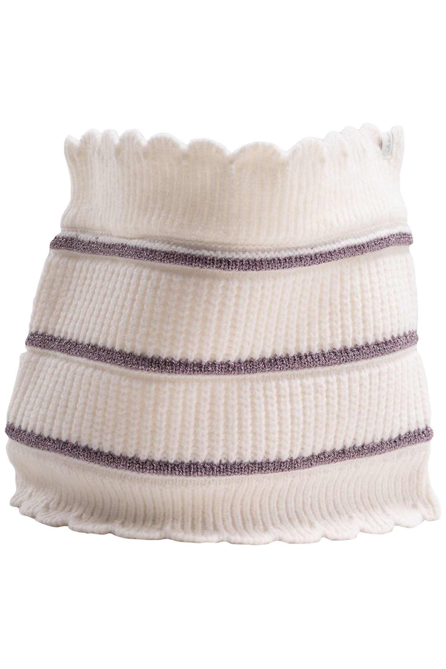 GIRL'S ECRU KNITTED LUREX STRIPES SNOOD 3