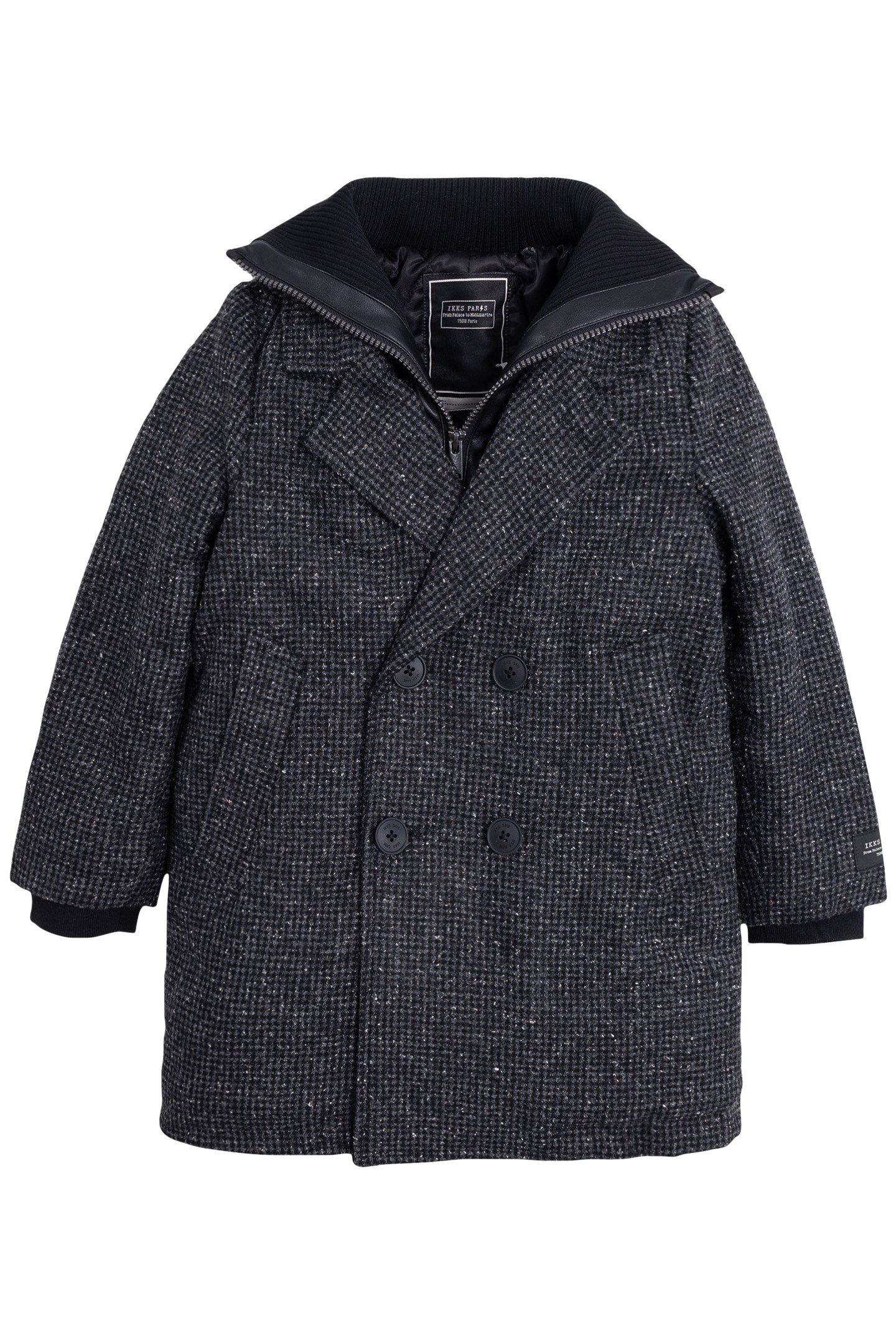BOY'S GRAY PLAID COAT WITH TWO-PLY TRIM 1