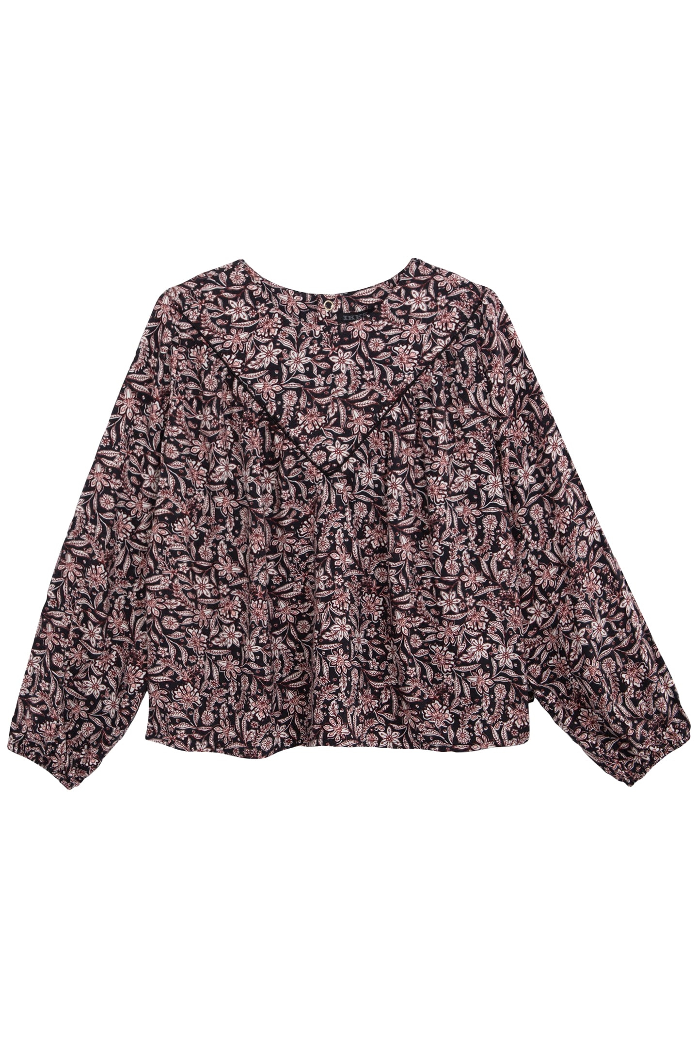 GIRL'S BLACK FLORAL PRINT BLOUSE 1