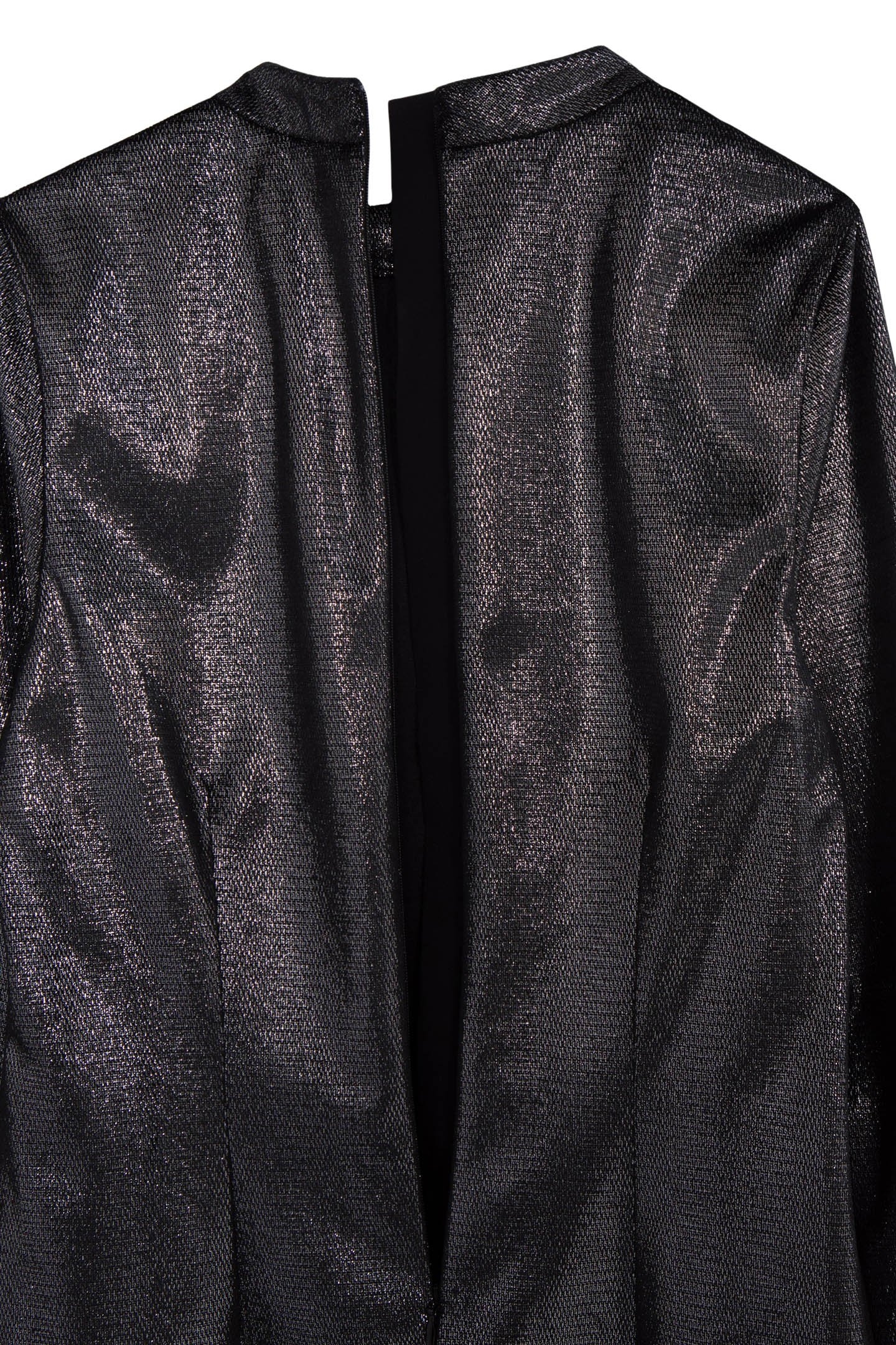 BLACK SEQUINED VELVET DRESS WITH HIGH COLLAR FOR GIRLS 4