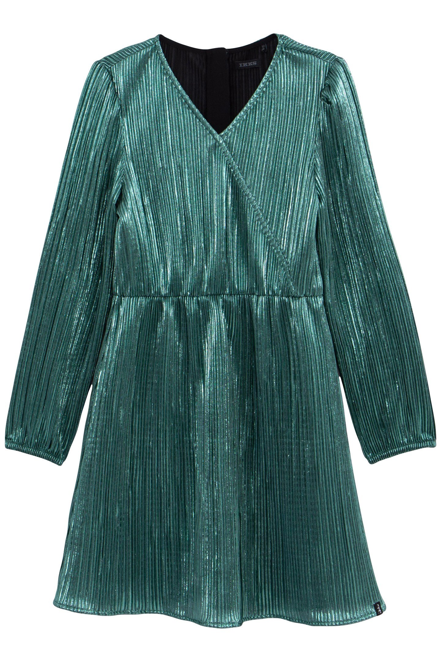 METALLIC EMERALD PLEATED DRESS 2